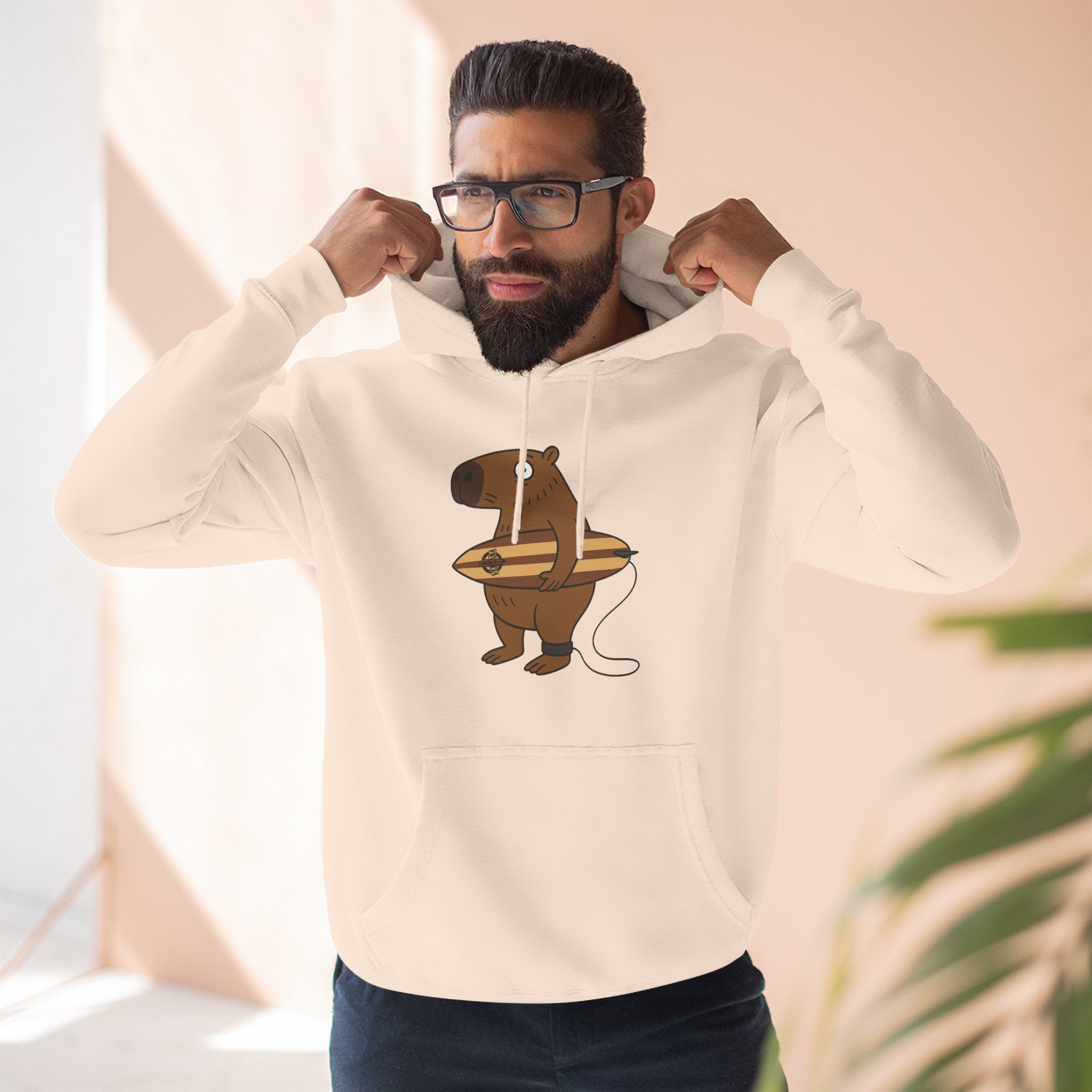 Capybara Surfer Unisex - Pull-Over Cotton Blend Fleece Hoodie