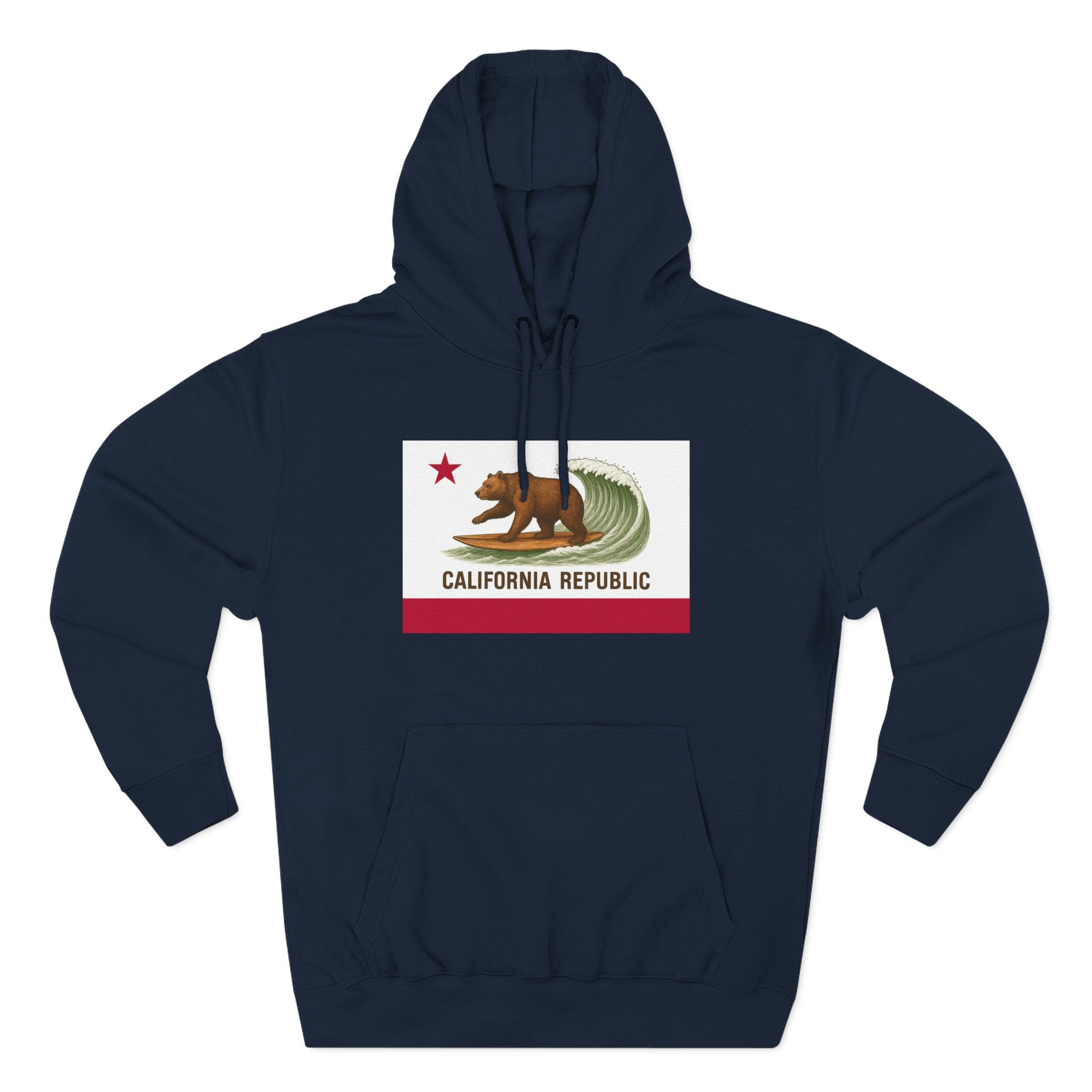 California Surfing Bear Flag fleece hoodie image 1