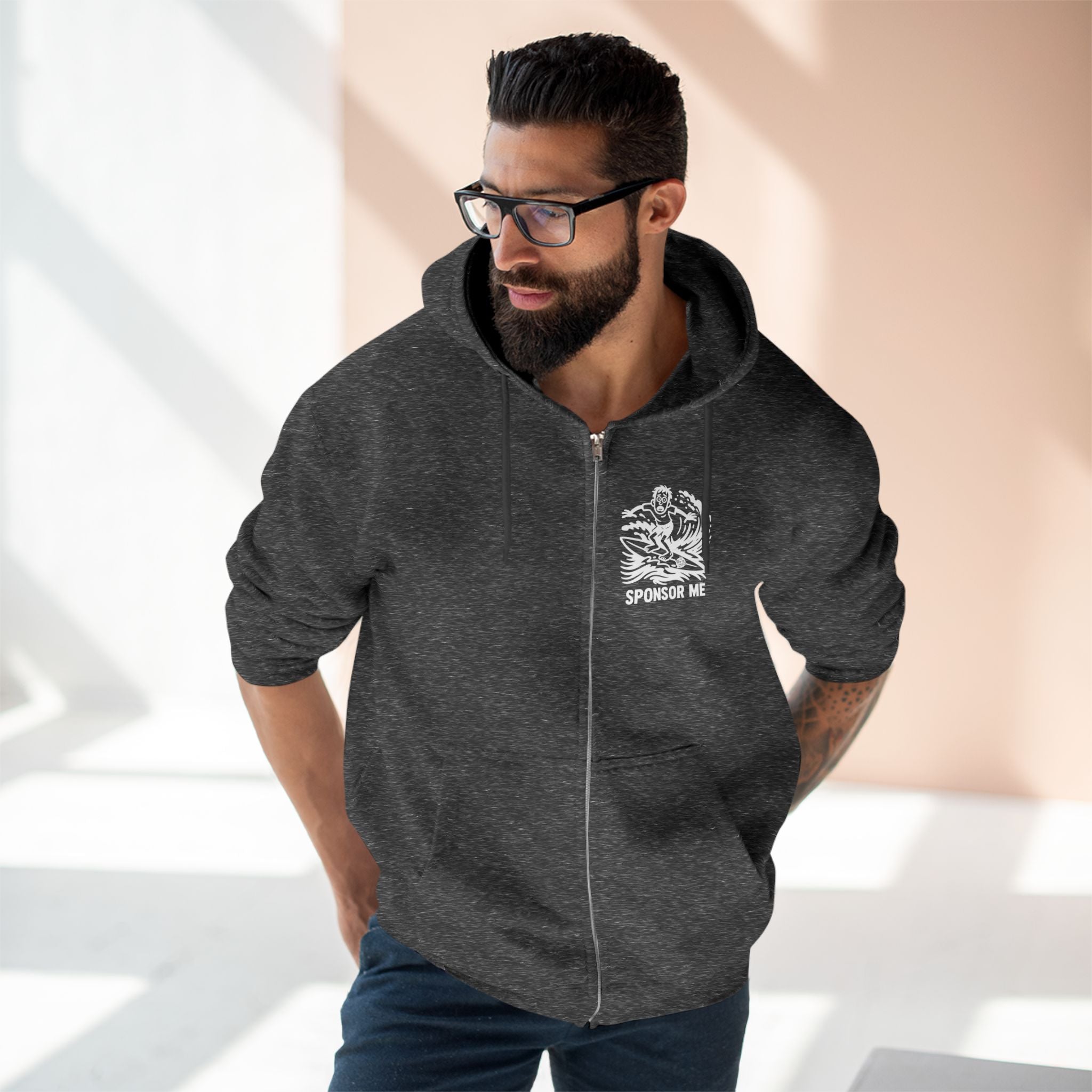 Sponsor Me Unisex - Zip Cotton Blend Fleece Hoodie