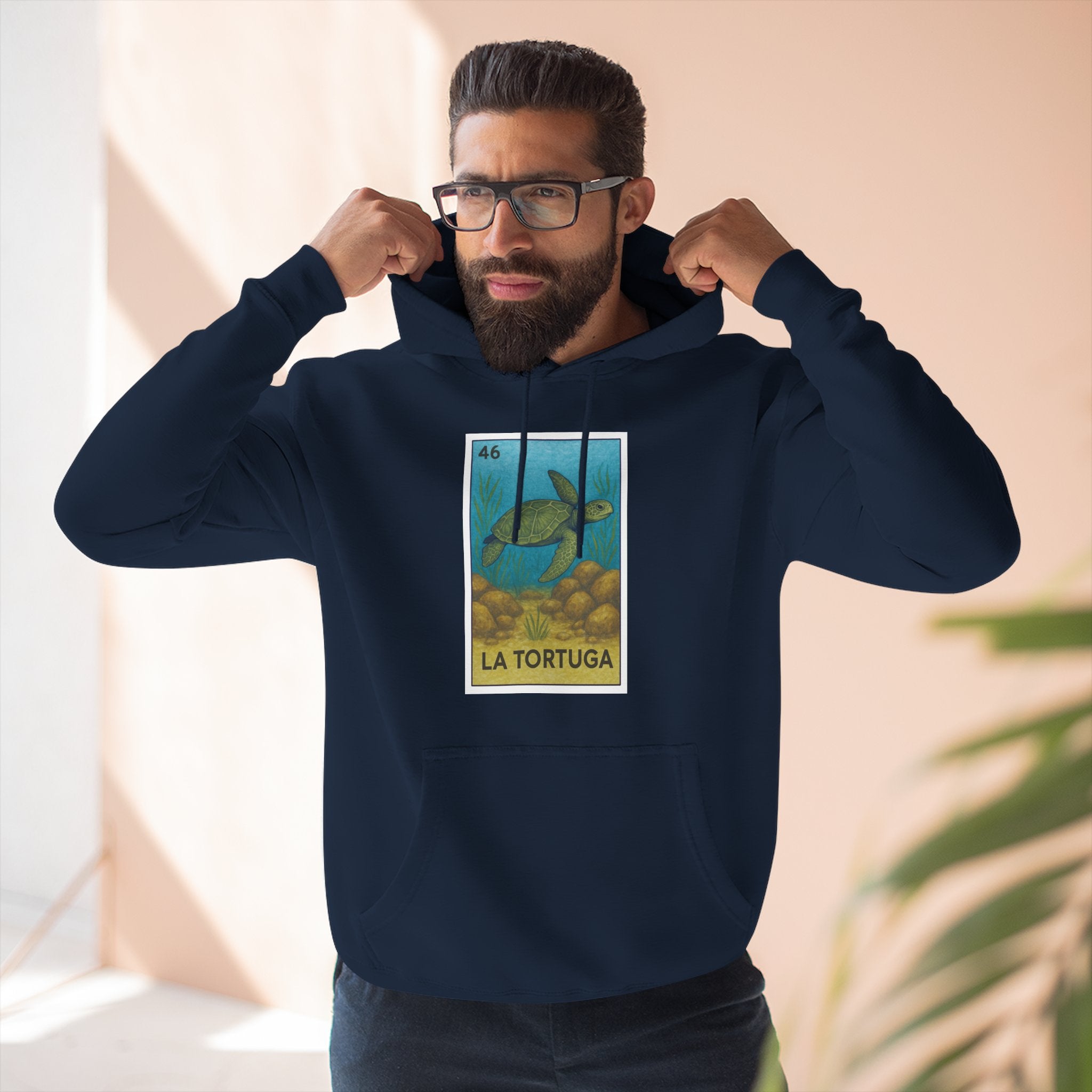 Turtle Lotería Unisex - Pull-Over Cotton Blend Fleece Hoodie (La Tortuga)