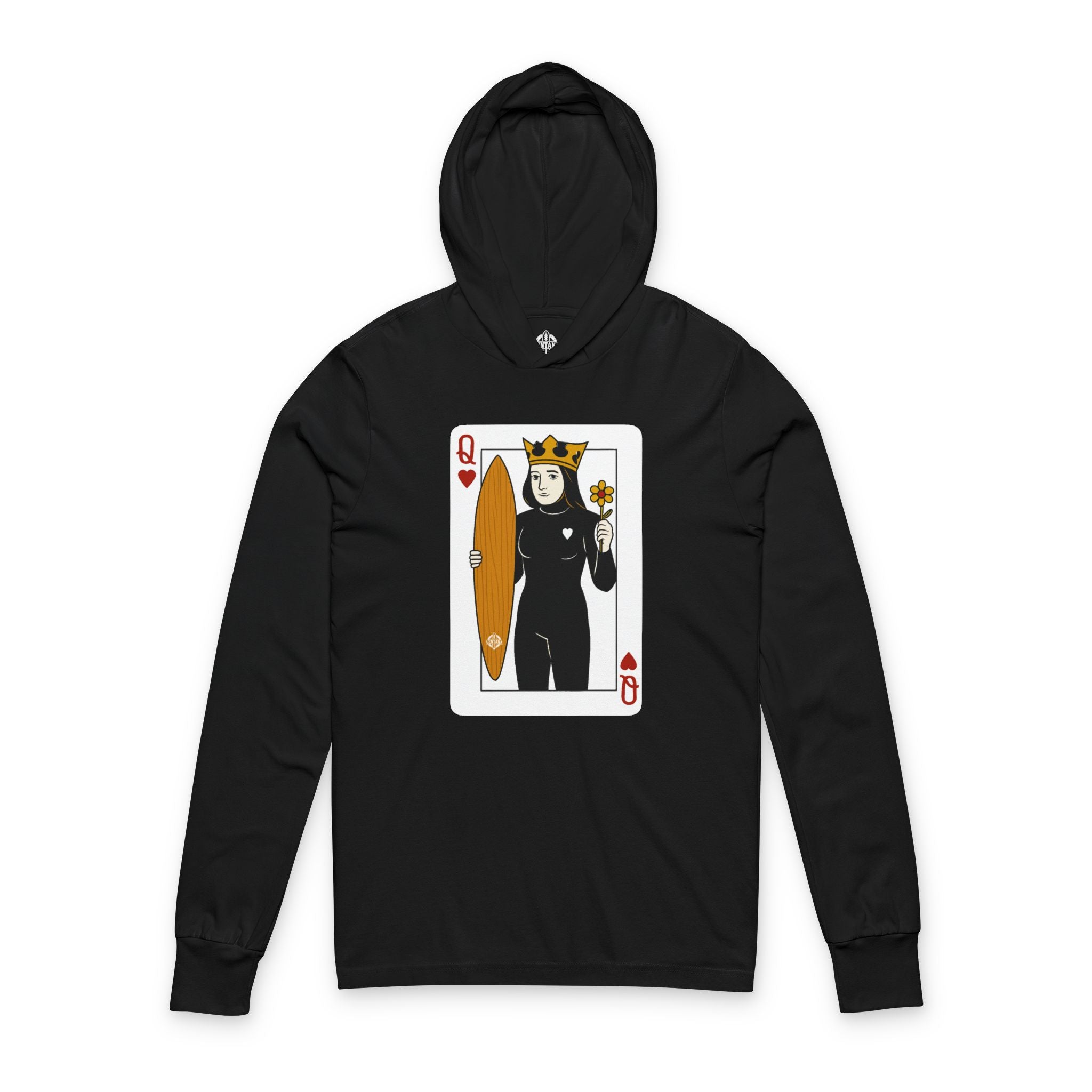 Queen of Hearts Surfer cotton hooded long sleeve t-shirt image 4