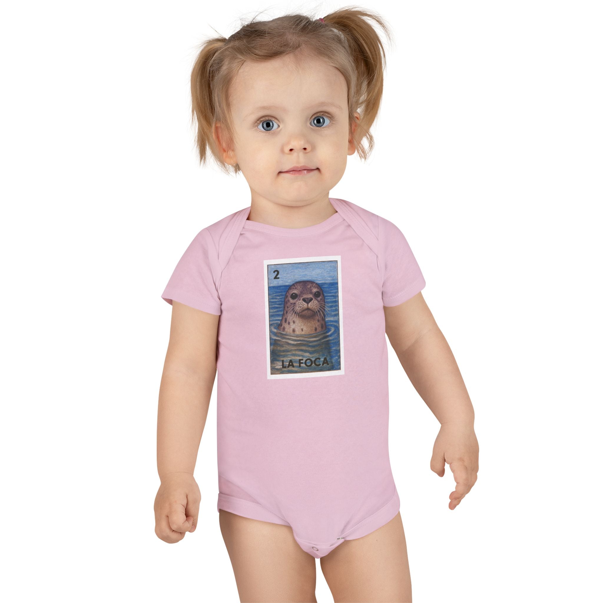 Seal Lotería baby cotton onesie image 16