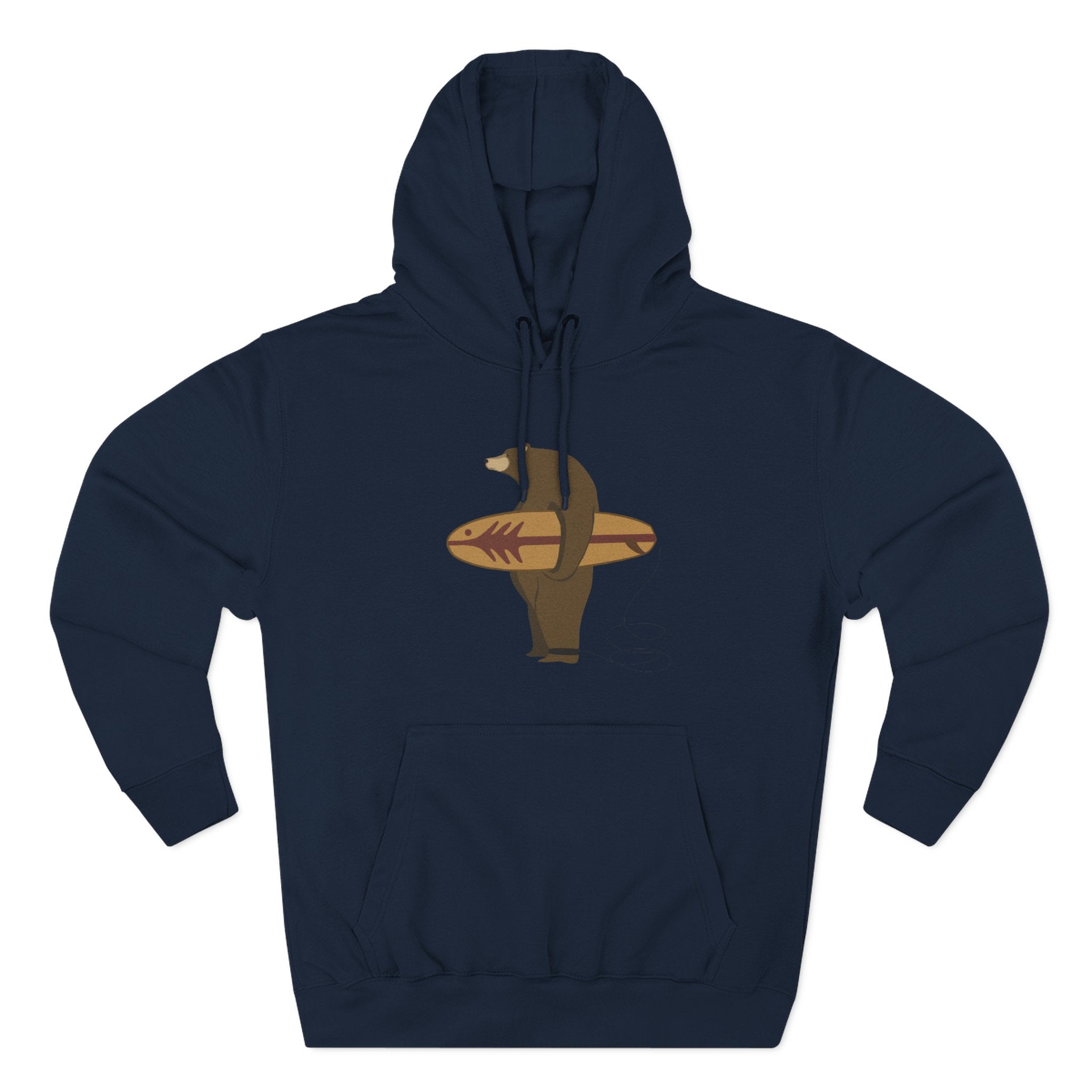 Surfing Grizzly Bear fleece hoodie image 1