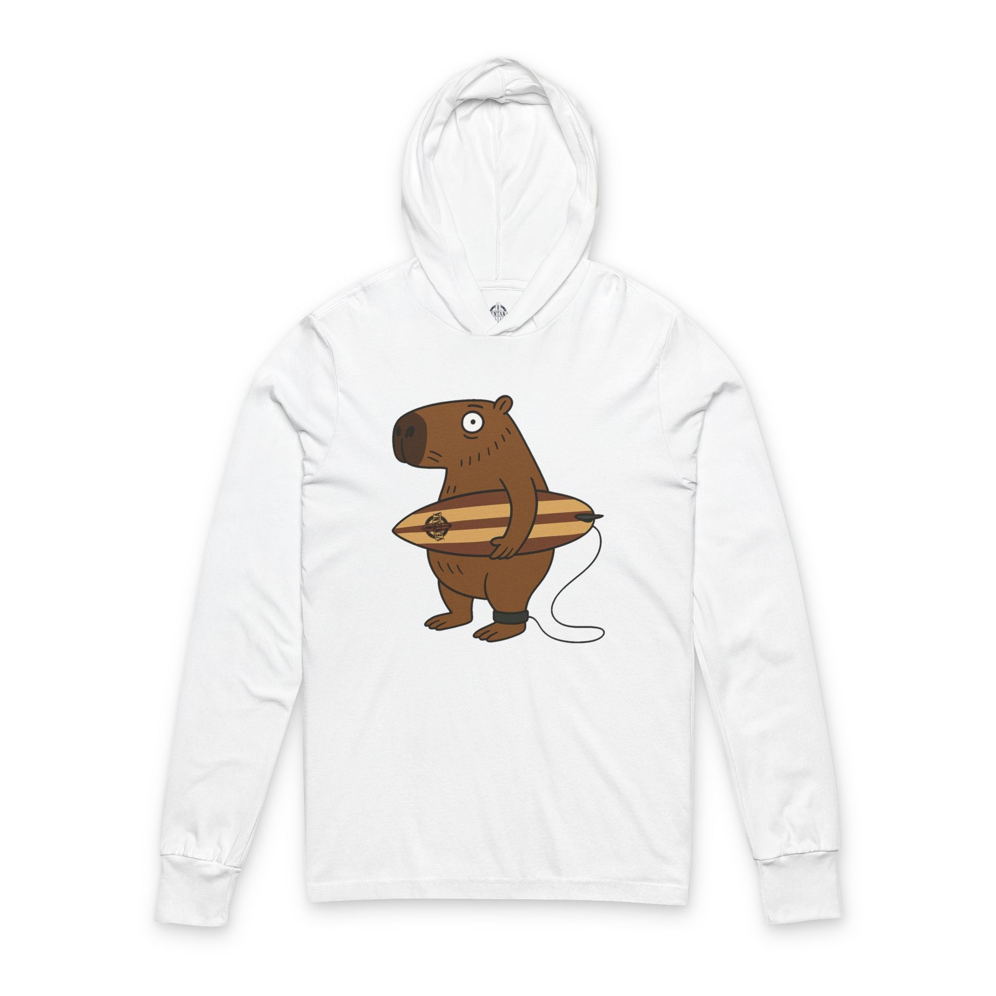 Capybara Surfer Unisex - Cotton Long Sleeve Hooded T-Shirt