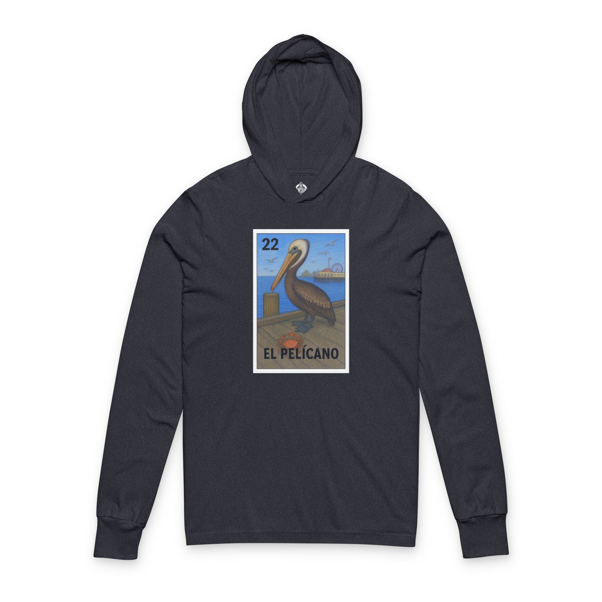 Pelican Lotería cotton hooded long sleeve t-shirt image 1