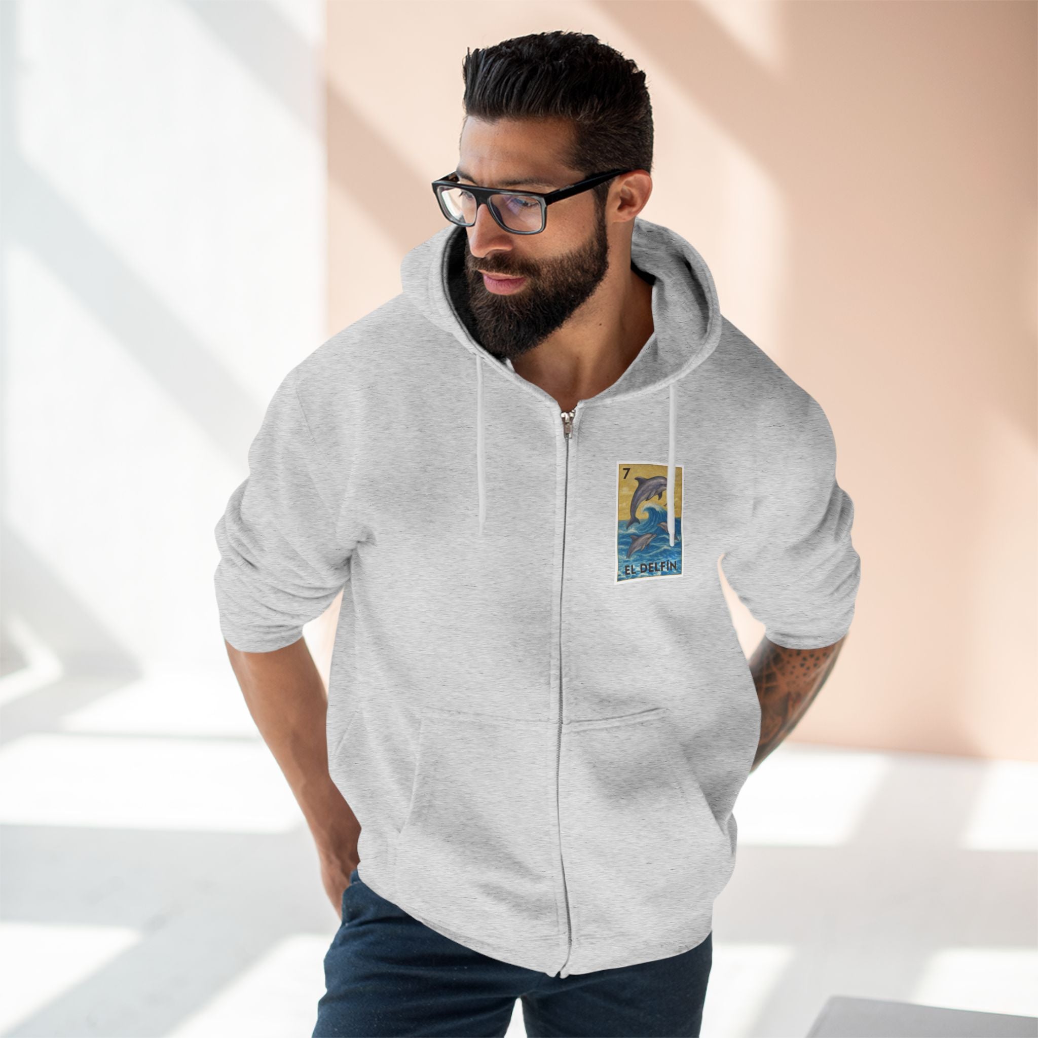 Dolphin Lotería zip fleece hoodie image 11