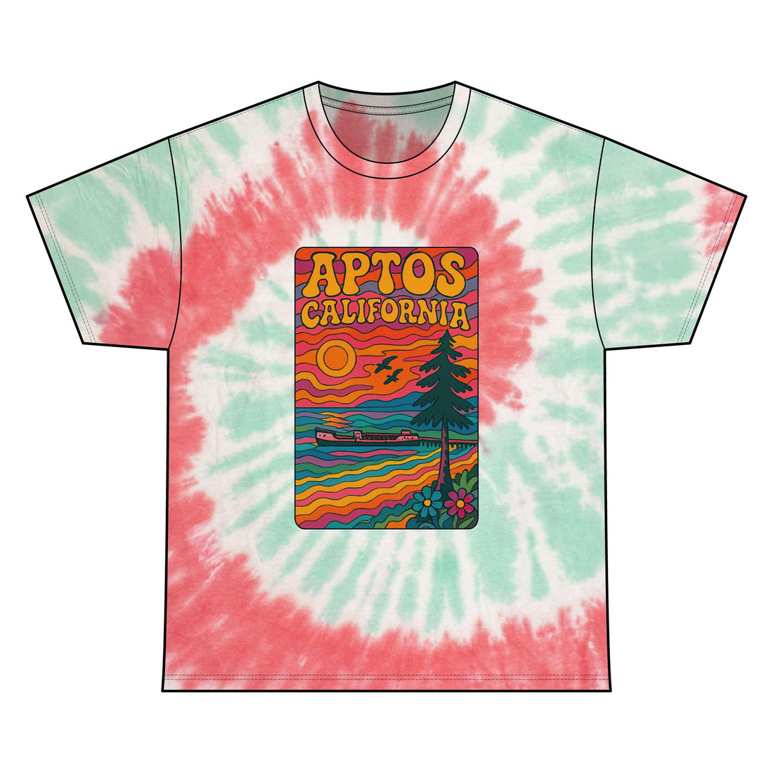 Aptos California Psychedelic Tie Die Unisex - 100% Cotton T-Shirt
