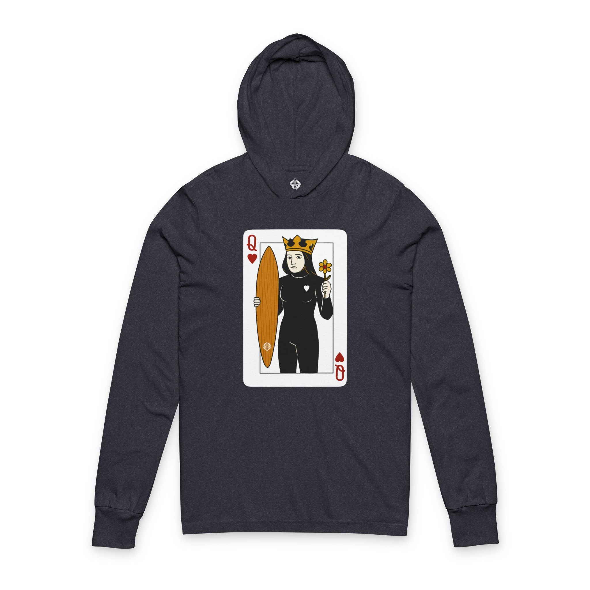 Queen of Hearts Surfer cotton hooded long sleeve t-shirt image 1
