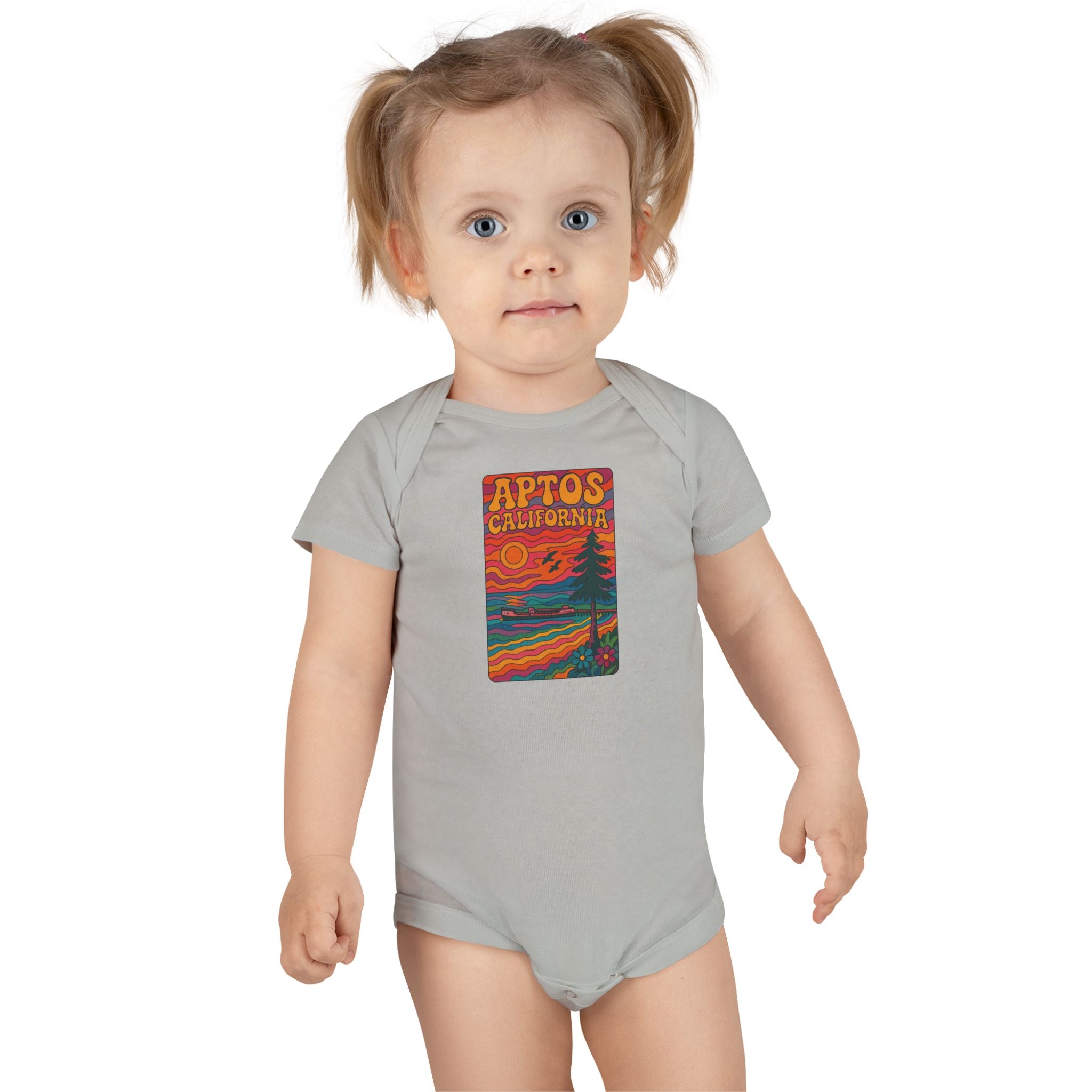 Aptos California Psychedelic - Baby Short Sleeve 100% Cotton Onesie