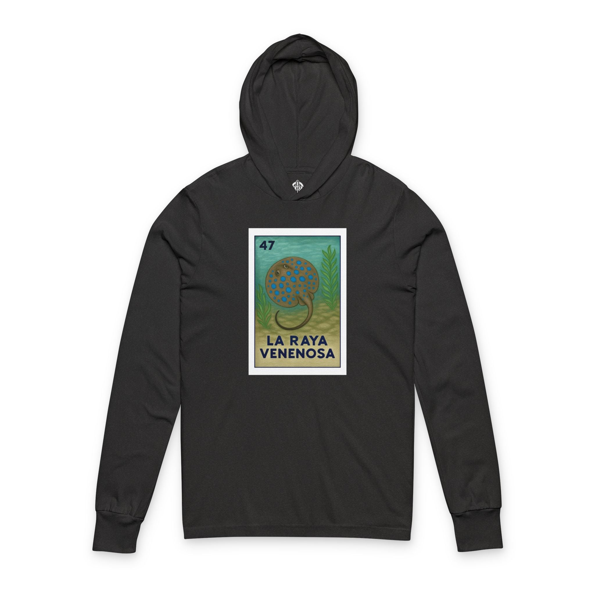 Stingray Lotería cotton hooded long sleeve t-shirt image 5