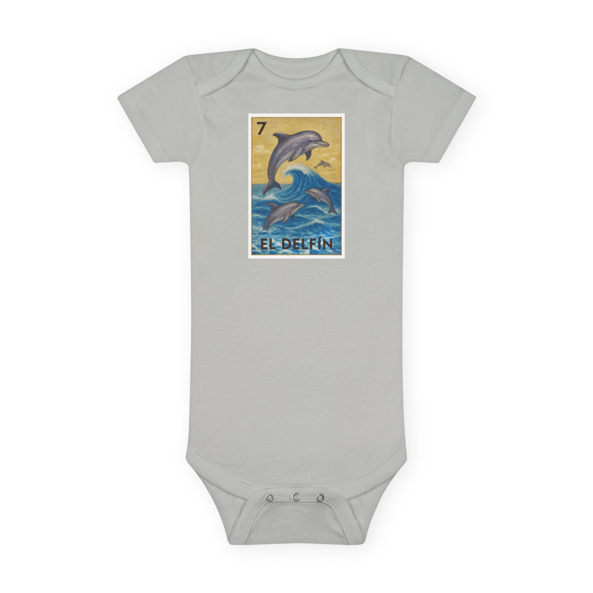 Dolphin Lotería - Baby Short Sleeve 100% Cotton Onesie (El Delfín)