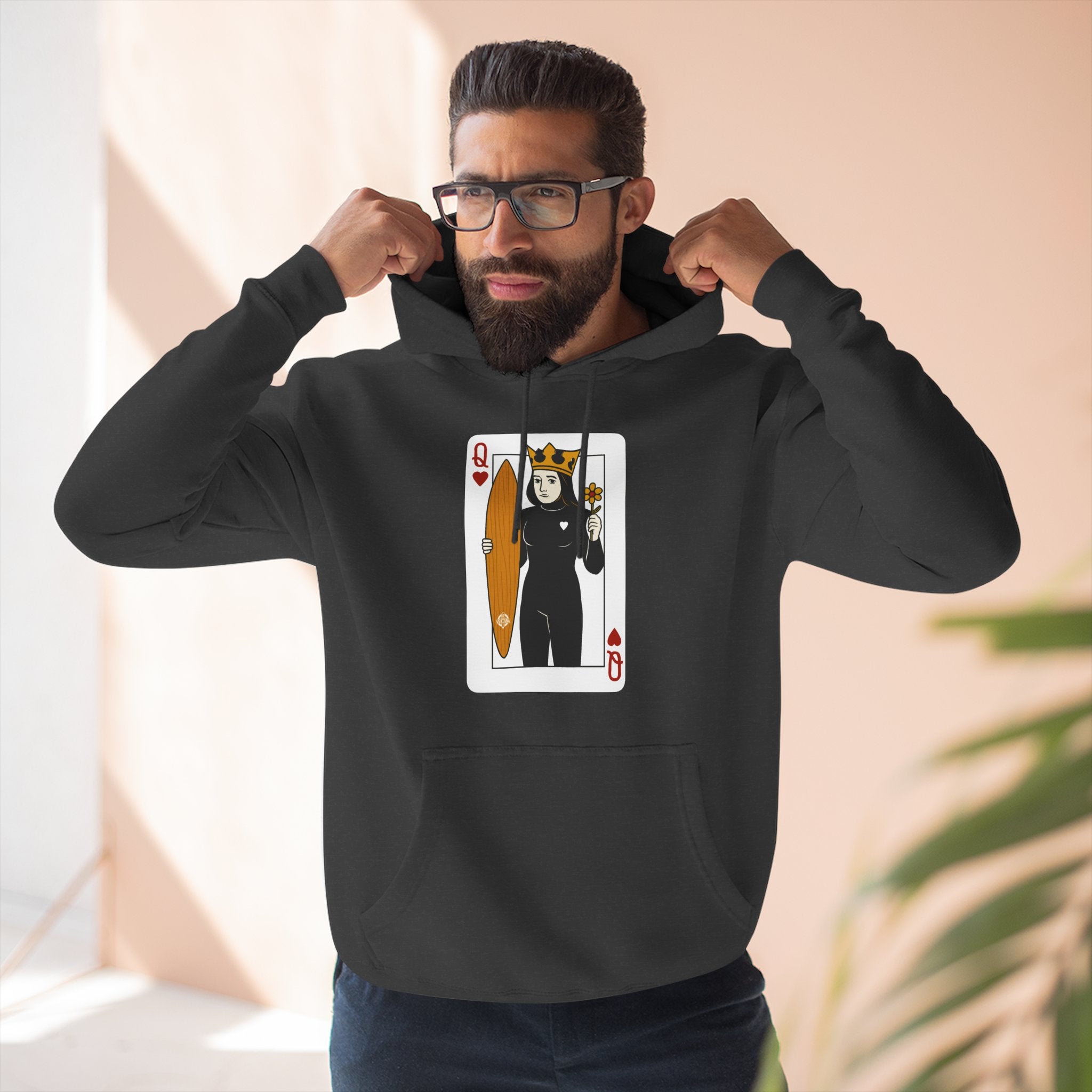 Queen of Hearts Surfer Fleece Hoodie