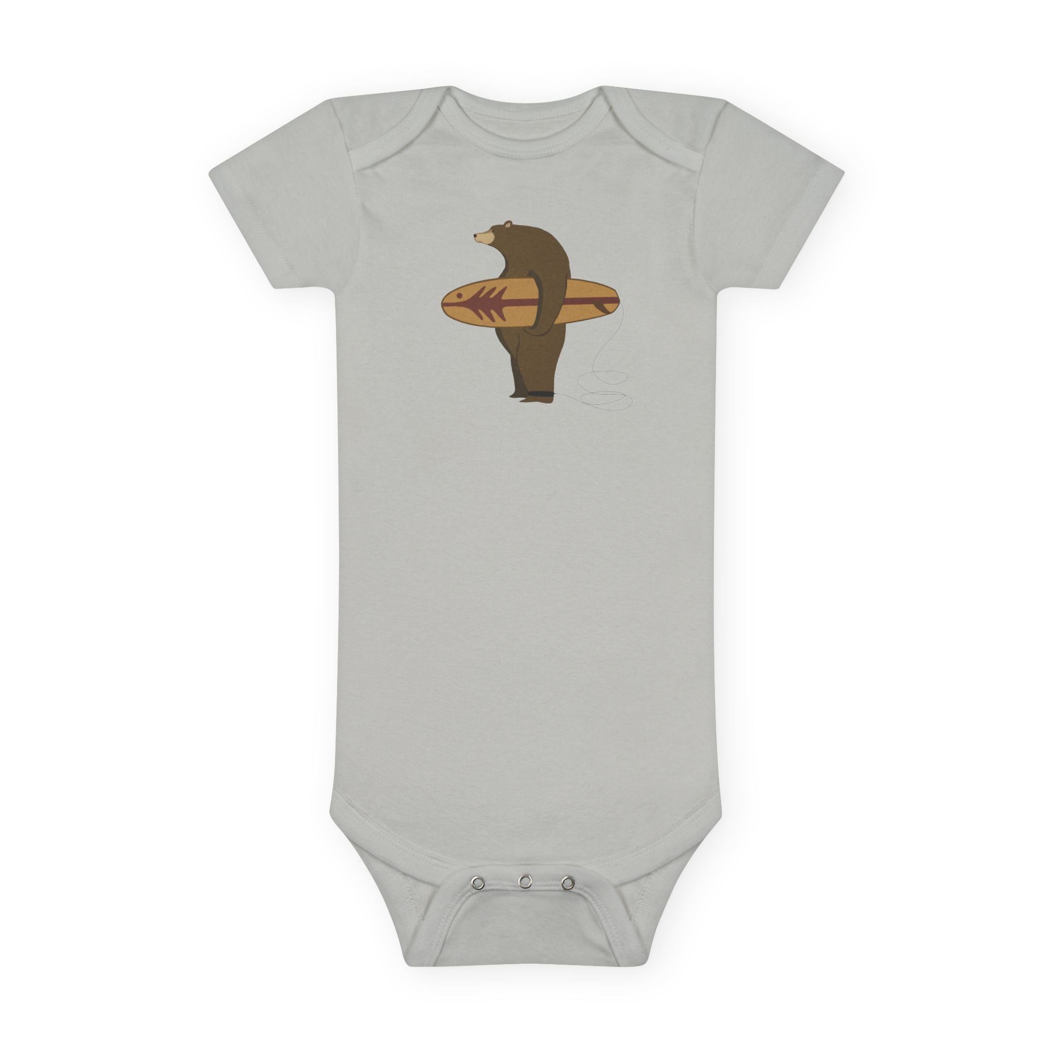 Surfing Grizzly Bear by Fabian Lavater baby cotton onesie image 4