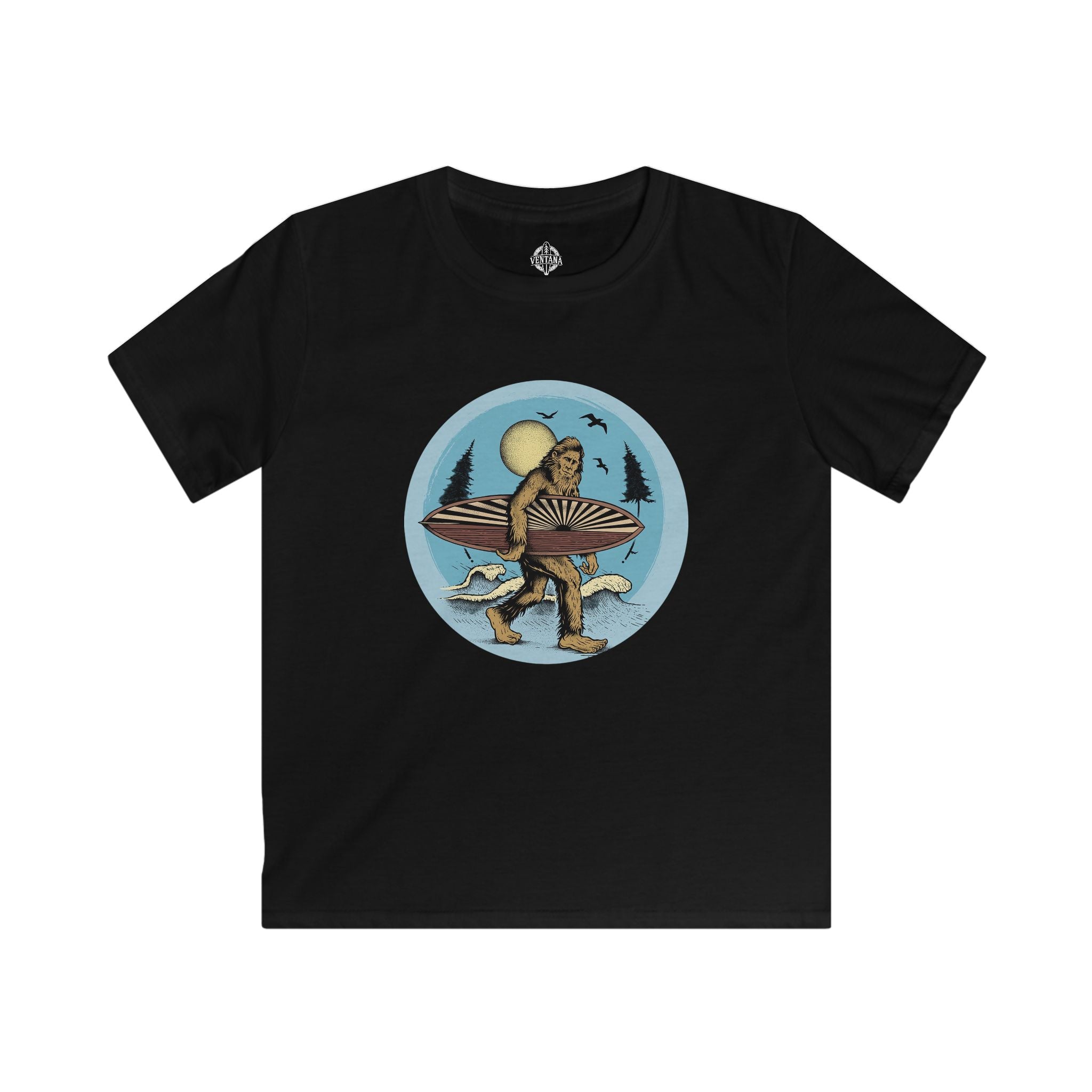 Ventana Surfsquatch by Thiago Bianchini kids soft style t-shirt image 4