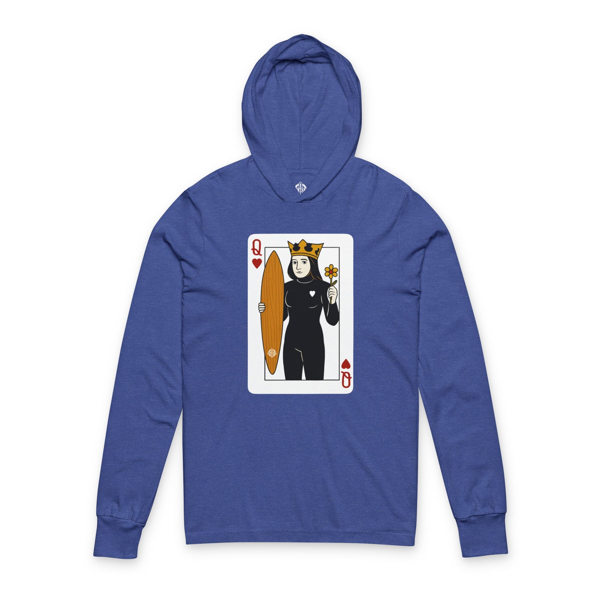 Queen of Hearts Surfer cotton hooded long sleeve t-shirt image 6