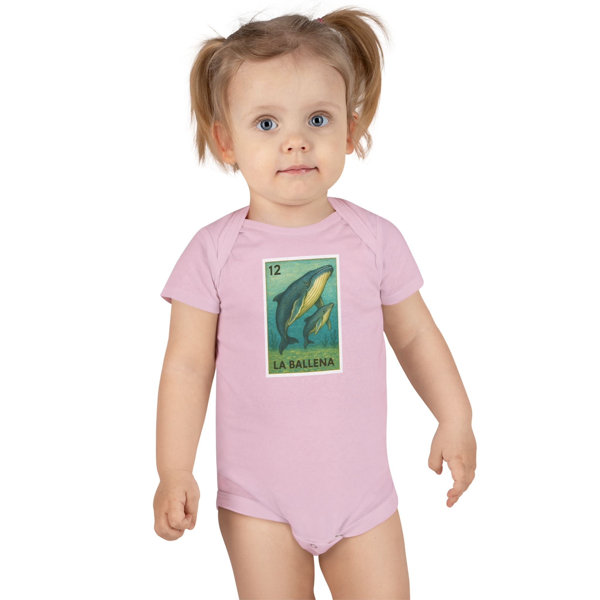 Whale Lotería baby cotton onesie image 16