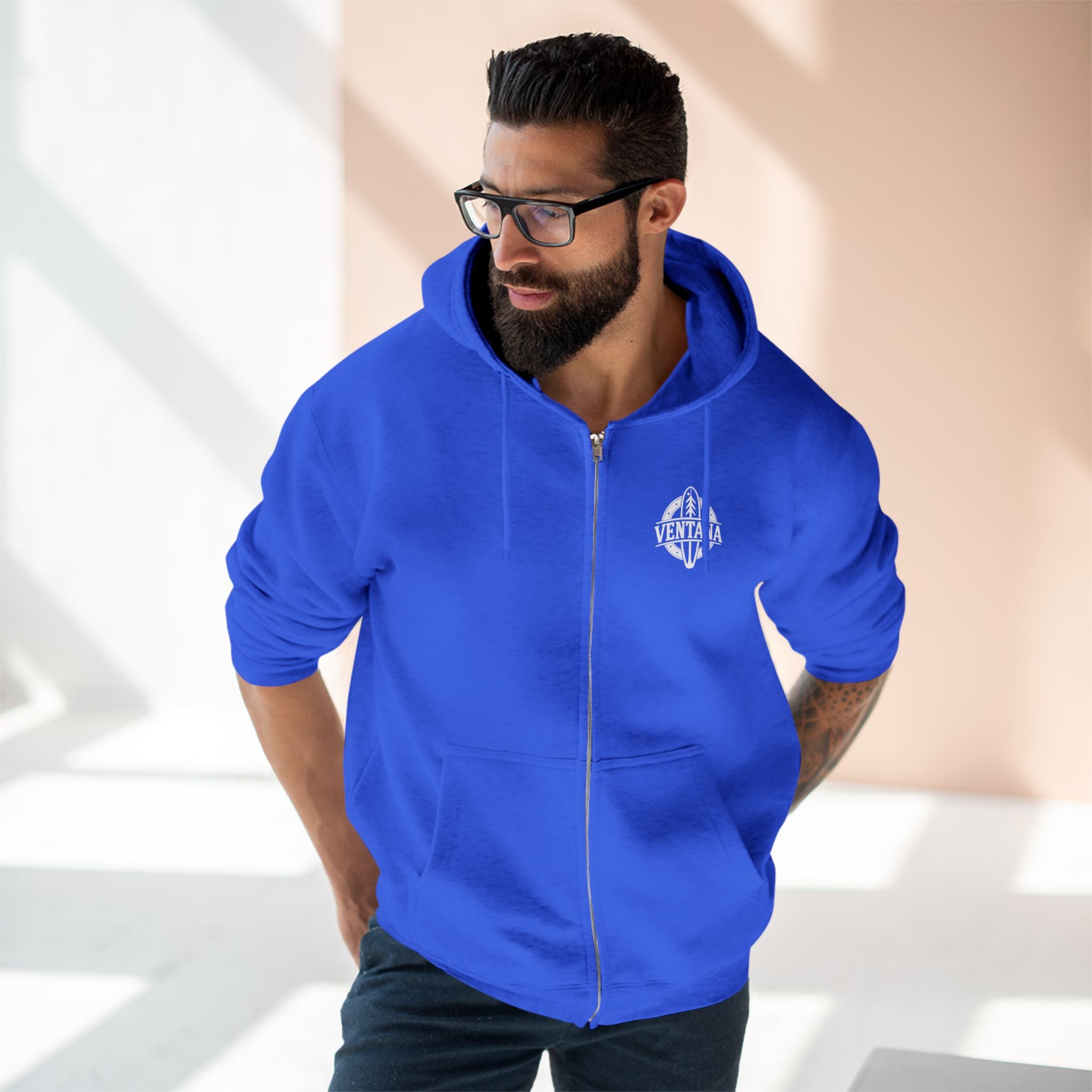 Ventana Treefish Logo Unisex - Zip Cotton Blend Fleece Hoodie