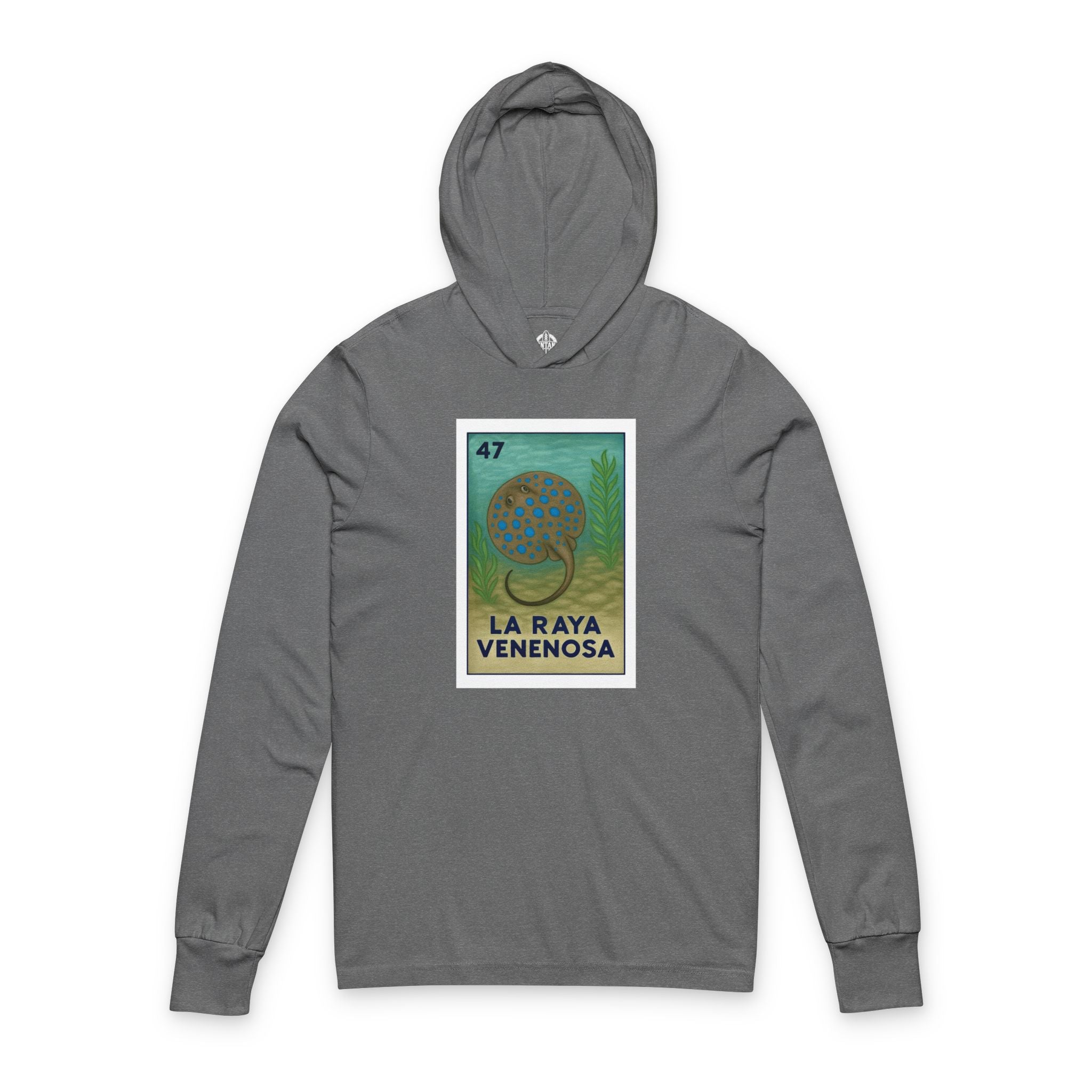 Stingray Lotería cotton hooded long sleeve t-shirt image 2