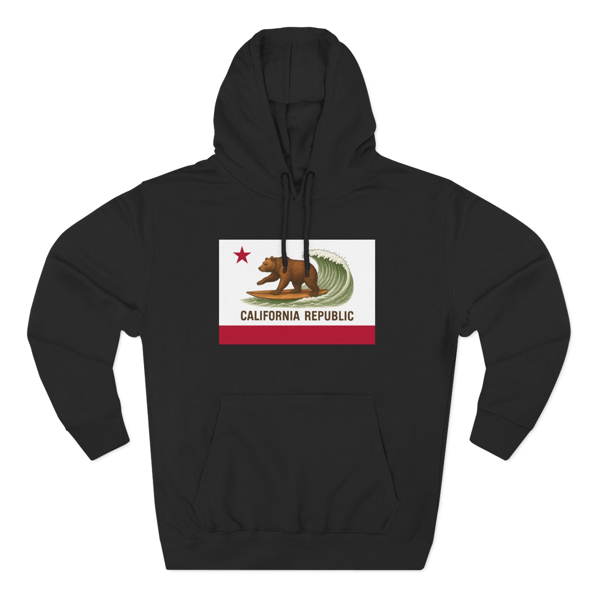 California Surfing Bear Flag fleece hoodie image 6