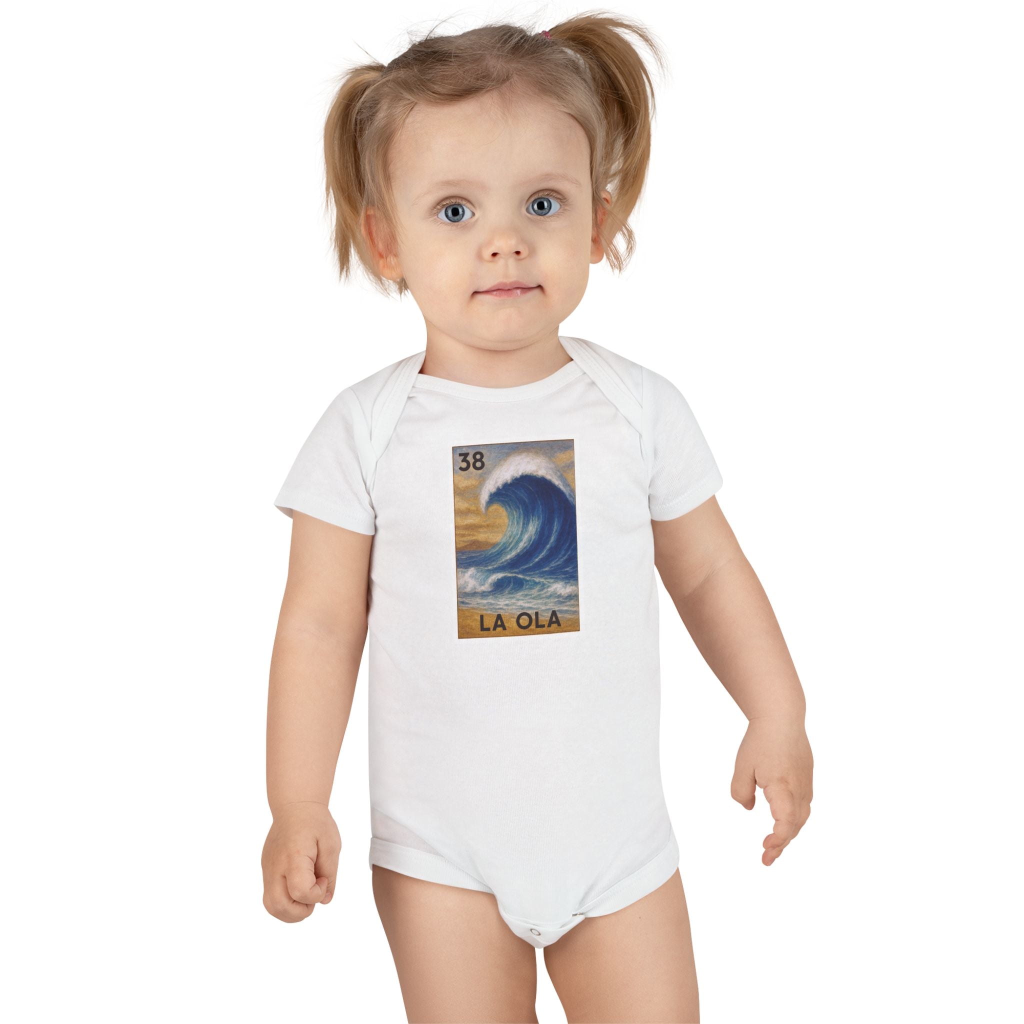 Wave Lotería baby cotton onesie image 7