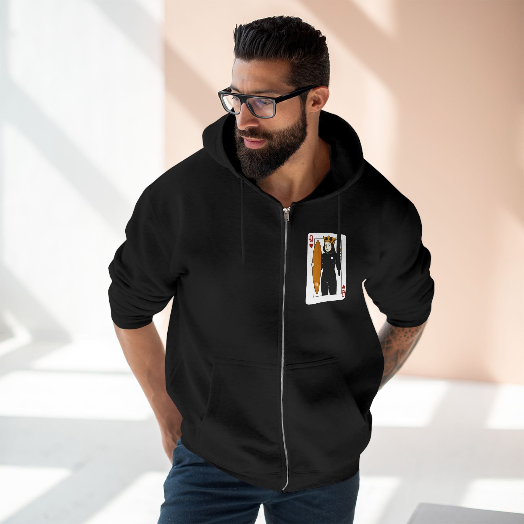 Queen of Hearts Surfer Zip Hoodie