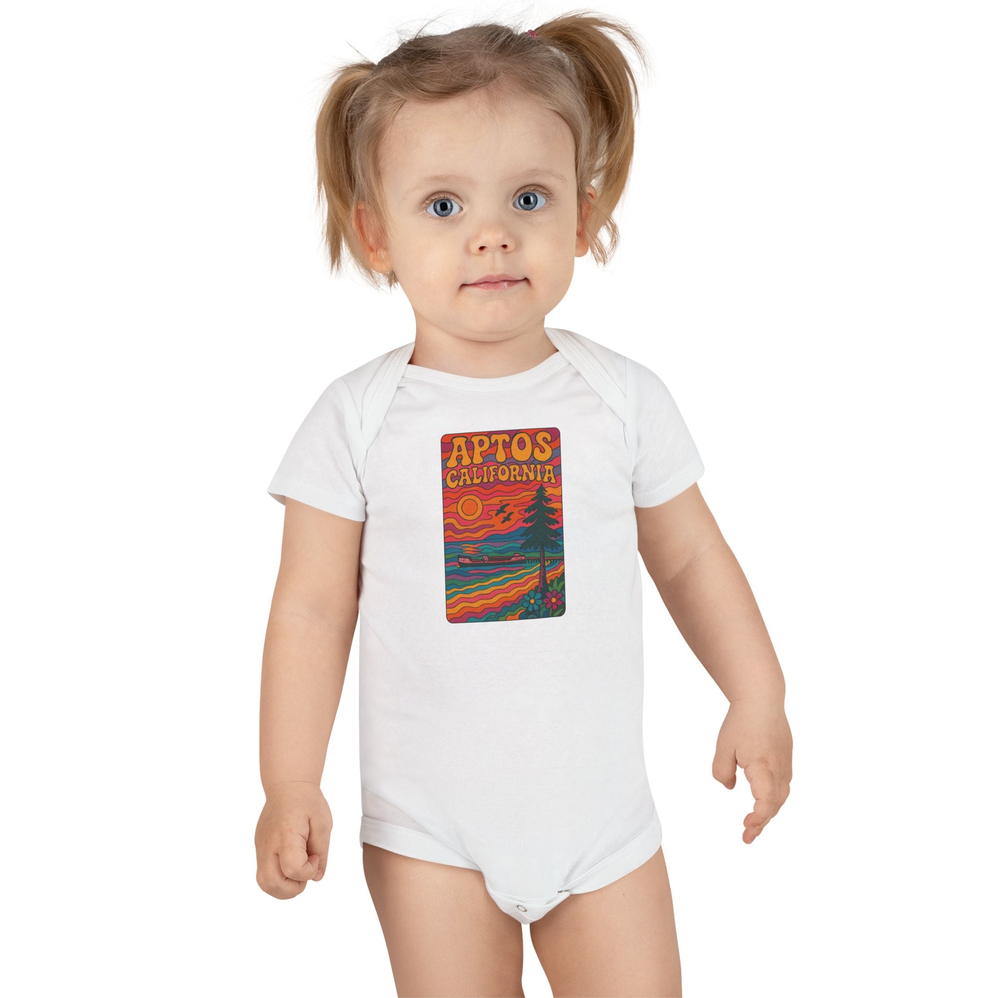 Aptos California Psychedelic - Baby Short Sleeve 100% Cotton Onesie