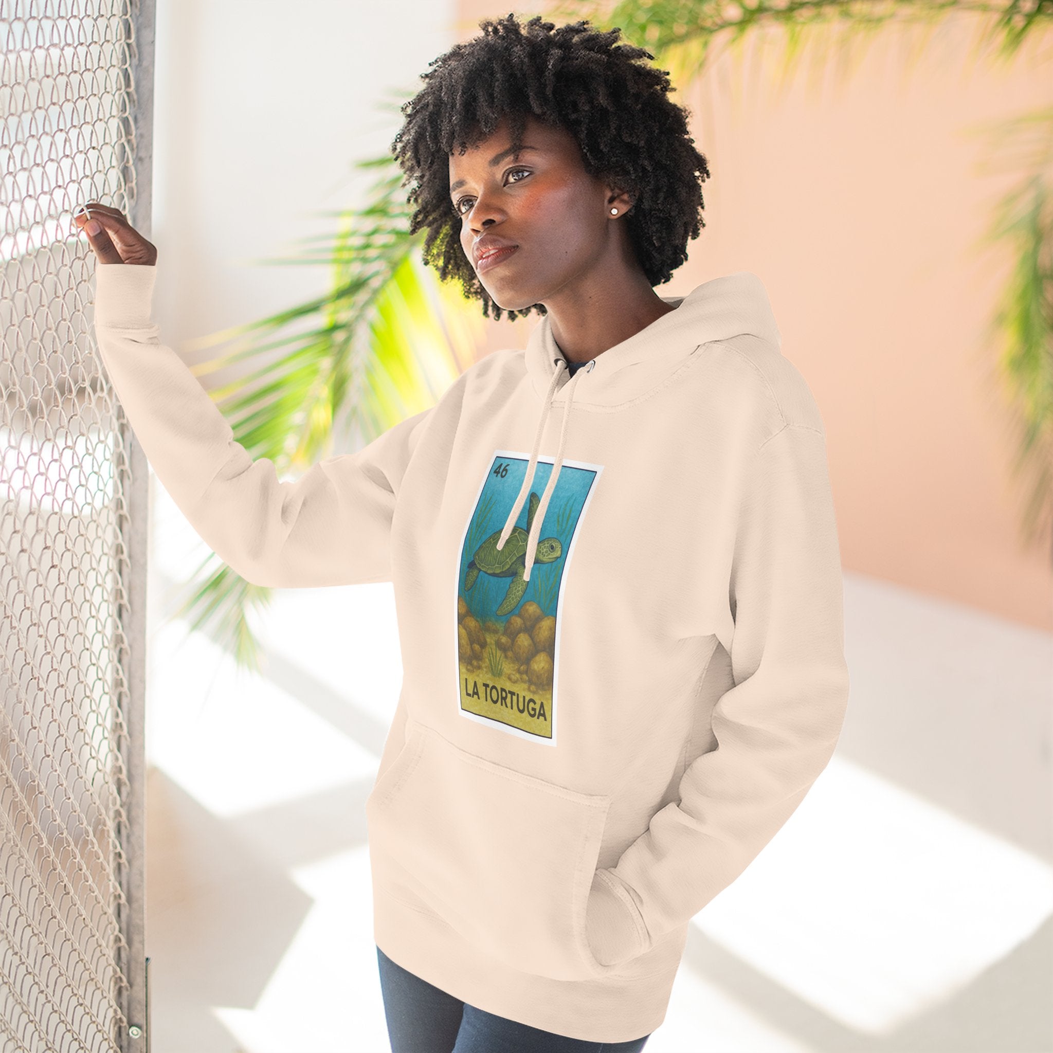 Turtle Lotería Unisex - Pull-Over Cotton Blend Fleece Hoodie (La Tortuga)