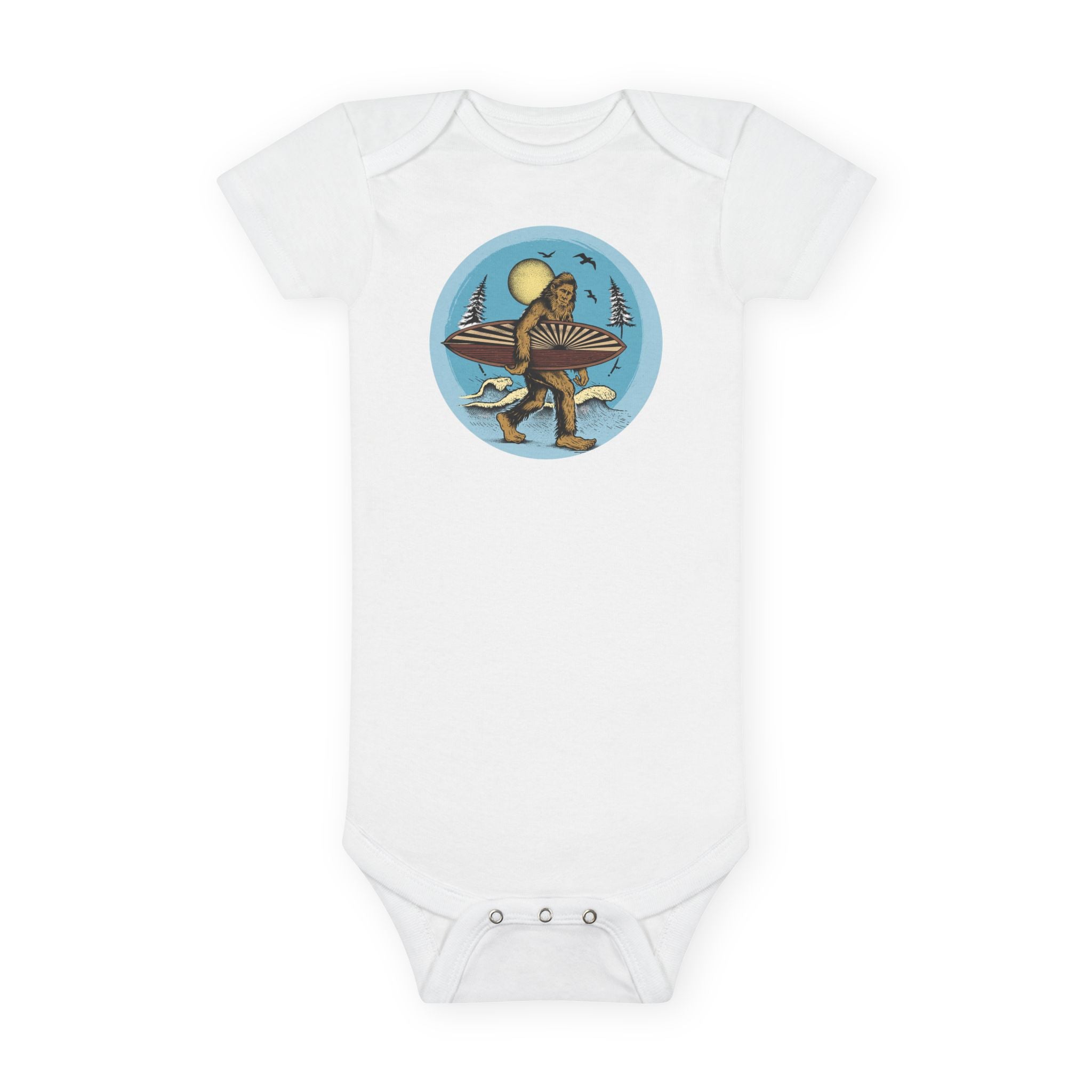 Ventana Surfsquatch by Thiago Bianchini baby cotton onesie image 3