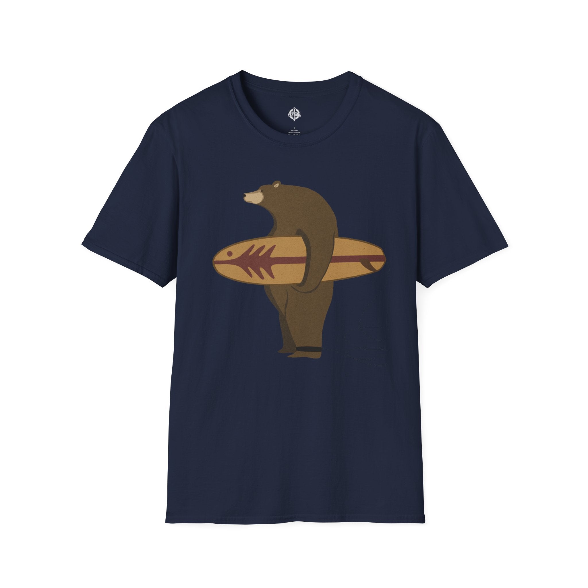 Surfing Grizzly Bear by Fabian Lavater cotton t-shirt image 1