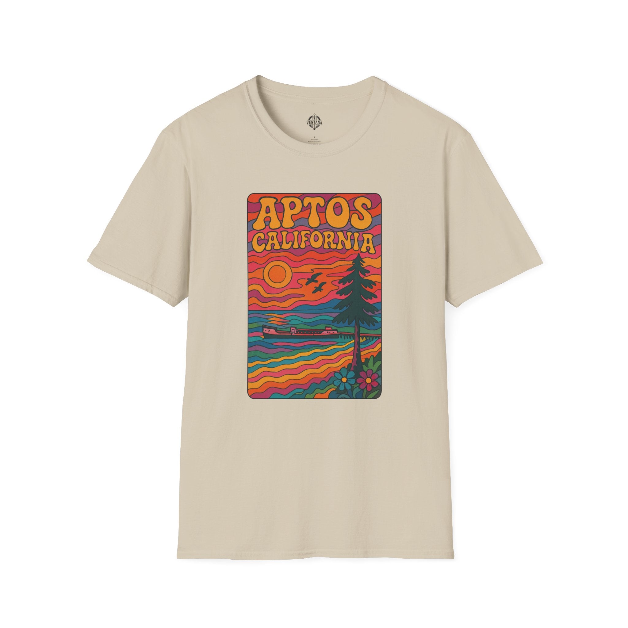 Aptos California Psychedelic Unisex - U.S. Cotton T-Shirt