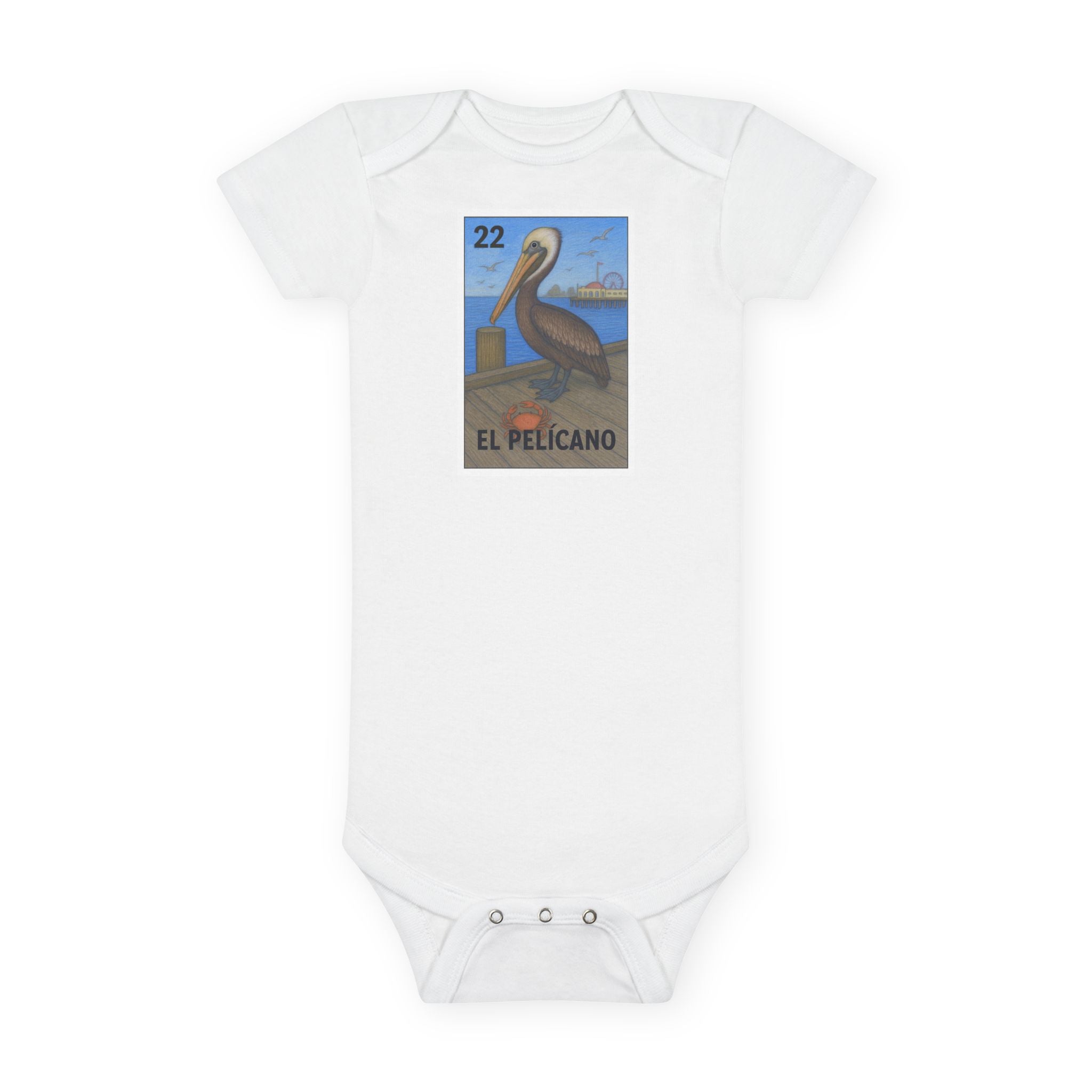 Pelican Lotería baby cotton onesie image 3