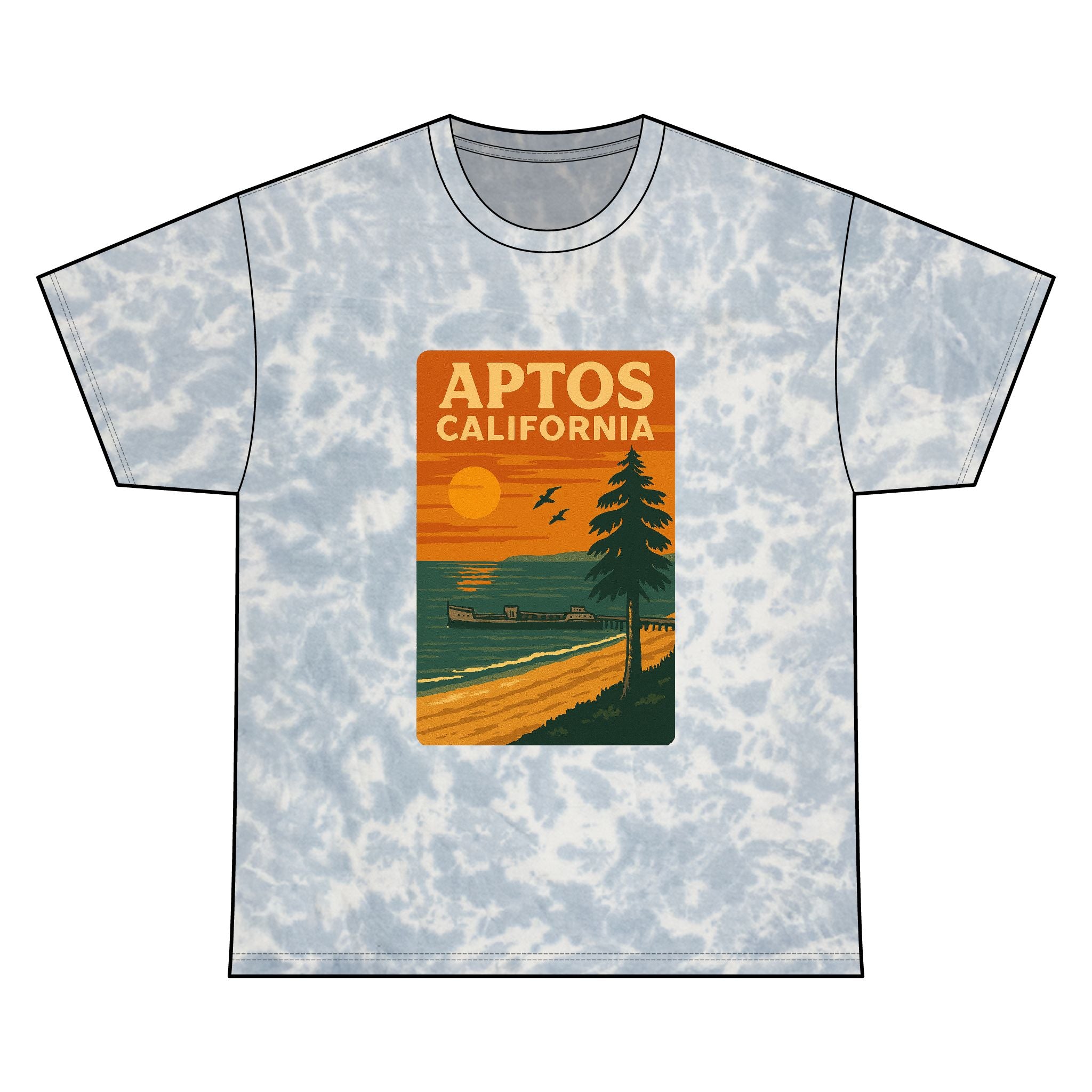 Aptos California Sunset Unisex Tie Dye - 100% Cotton T-Shirt