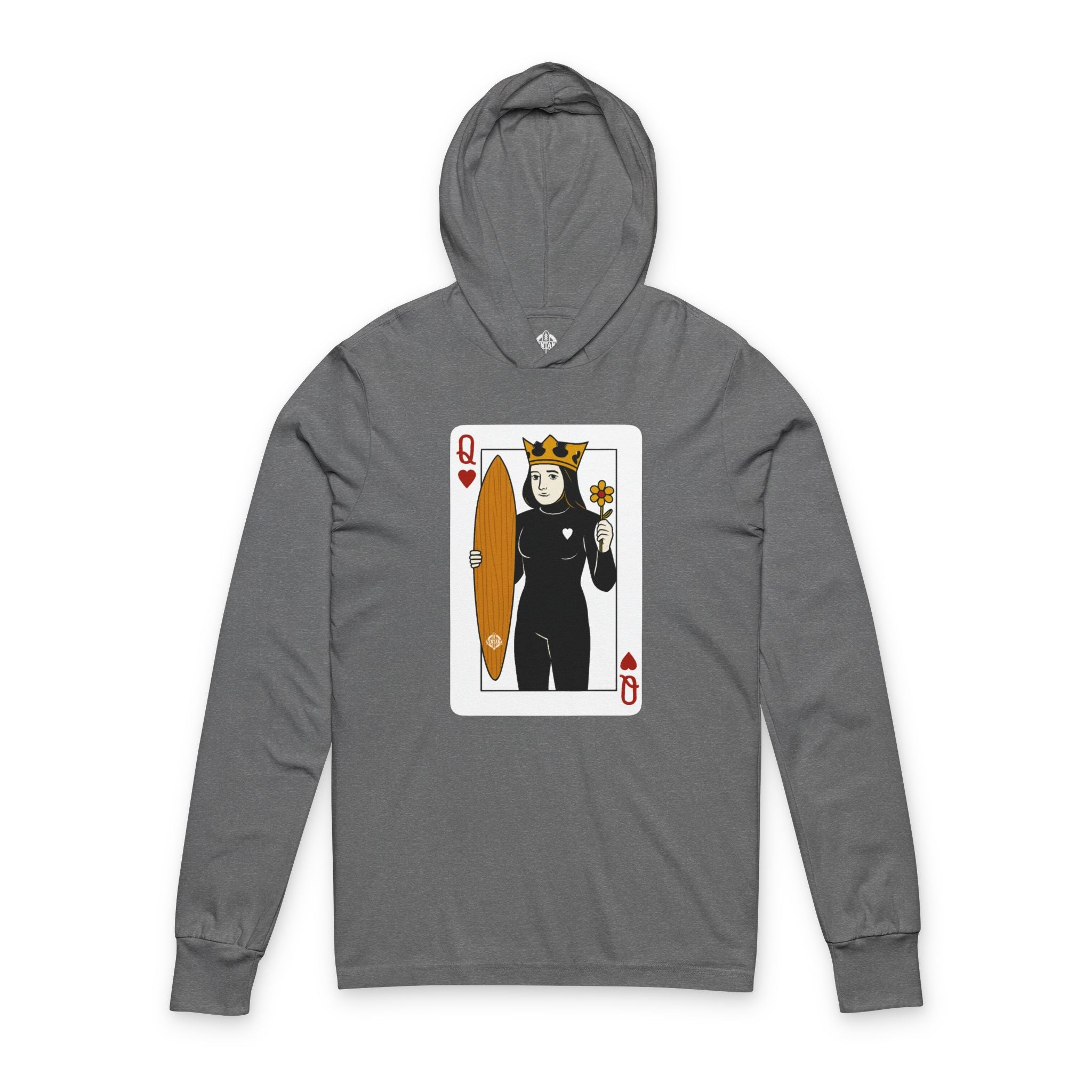 Queen of Hearts Surfer cotton hooded long sleeve t-shirt image 2
