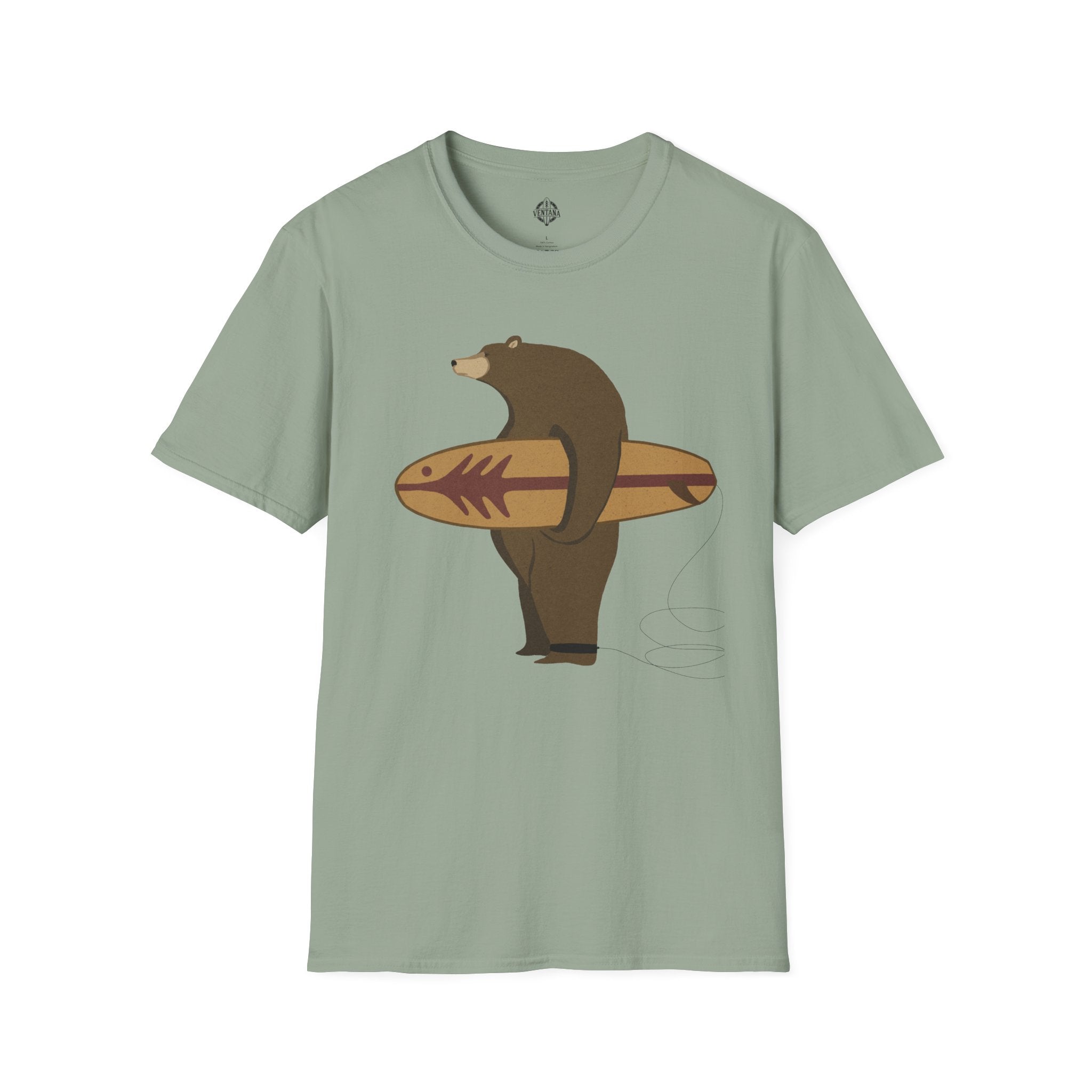 Surfing Grizzly Bear by Fabian Lavater cotton t-shirt image 8