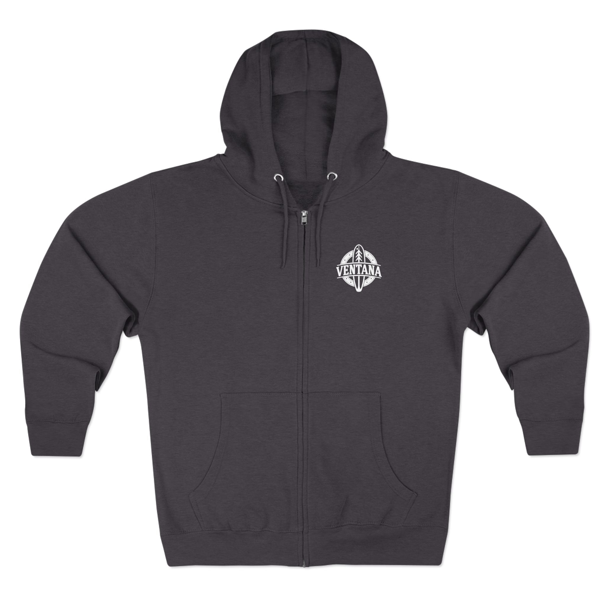 Pocket and zipper detail on the Ventana Monterey Bay fleece hoodie