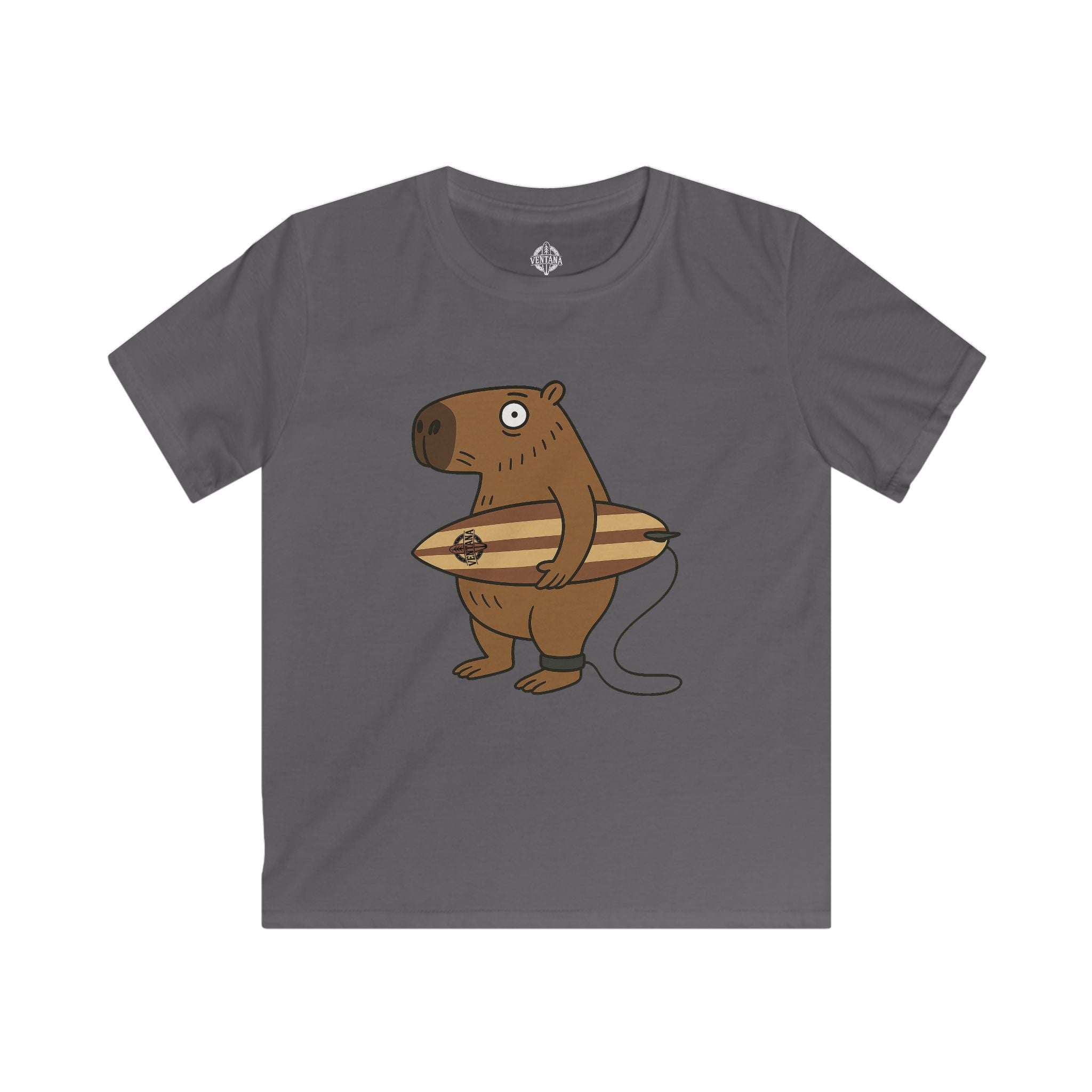 Capybara Surfer Kids - Soft Style U.S. Cotton T-Shirt
