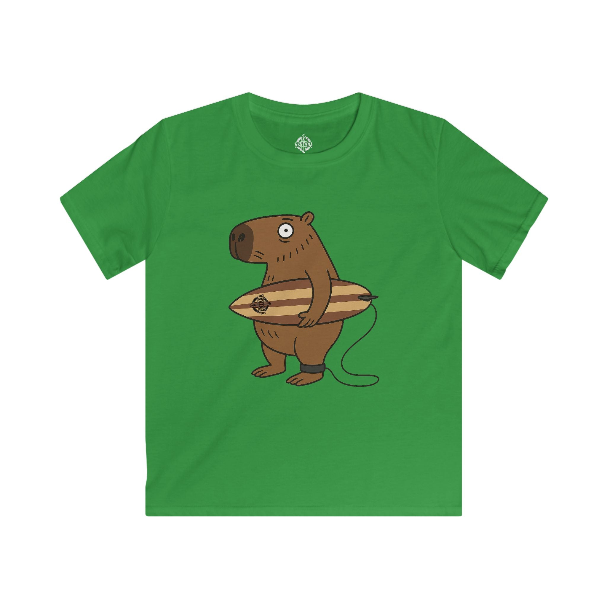 Capybara Surfer Kids - Soft Style U.S. Cotton T-Shirt