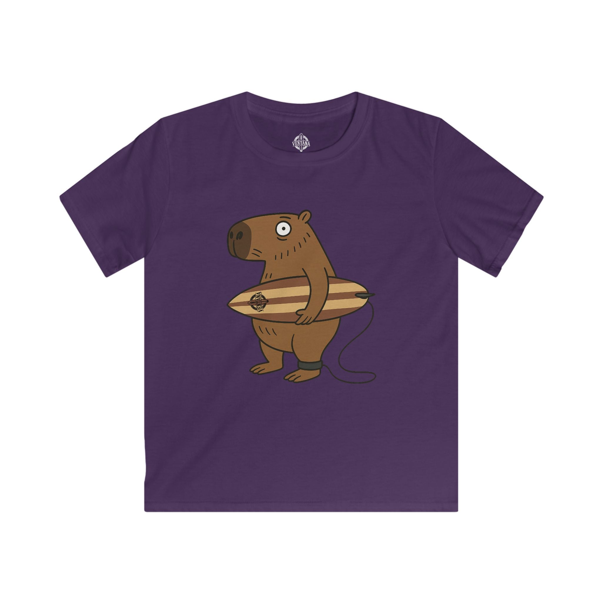Capybara Surfer Kids - Soft Style U.S. Cotton T-Shirt