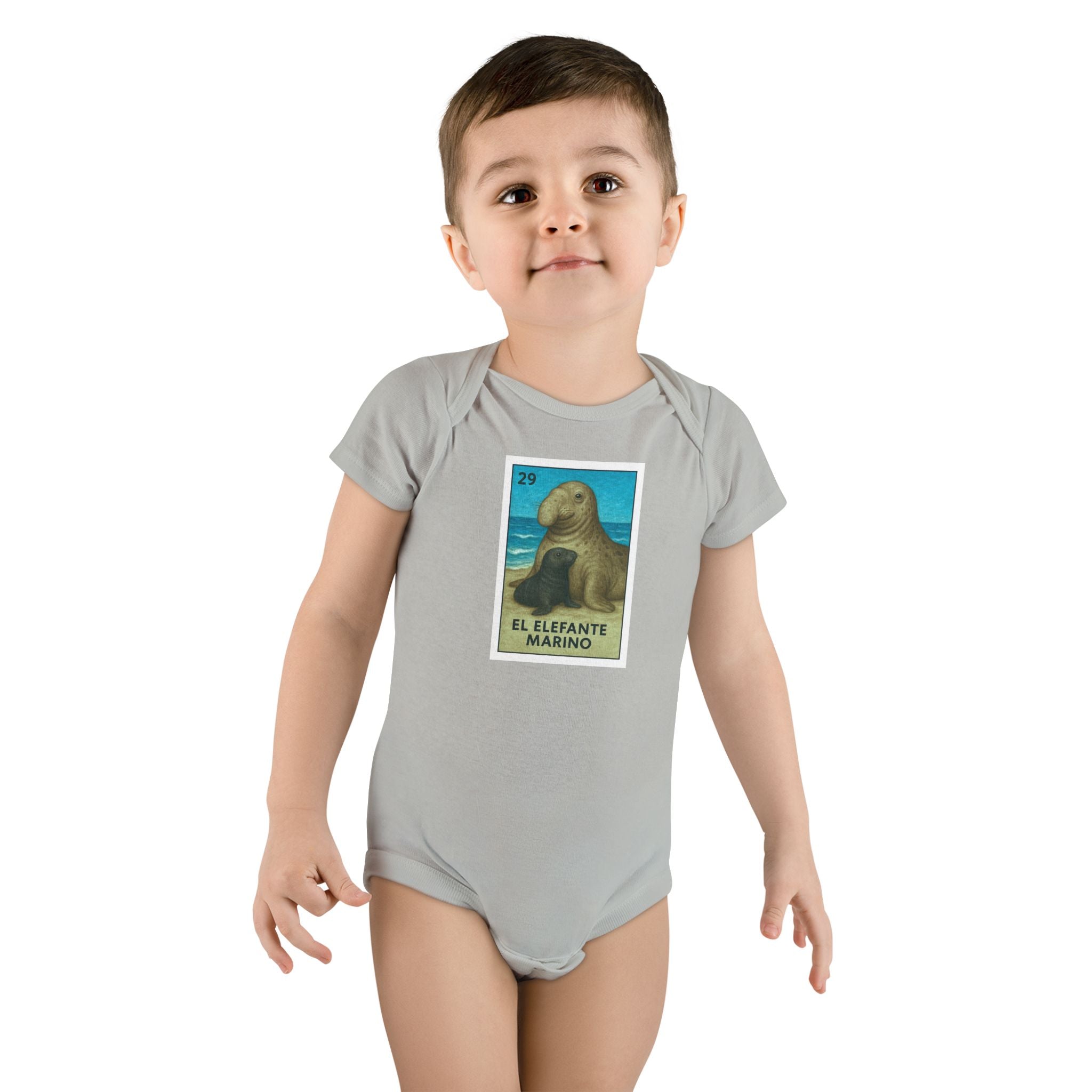 Elephant Seal Lotería baby cotton onesie image 9