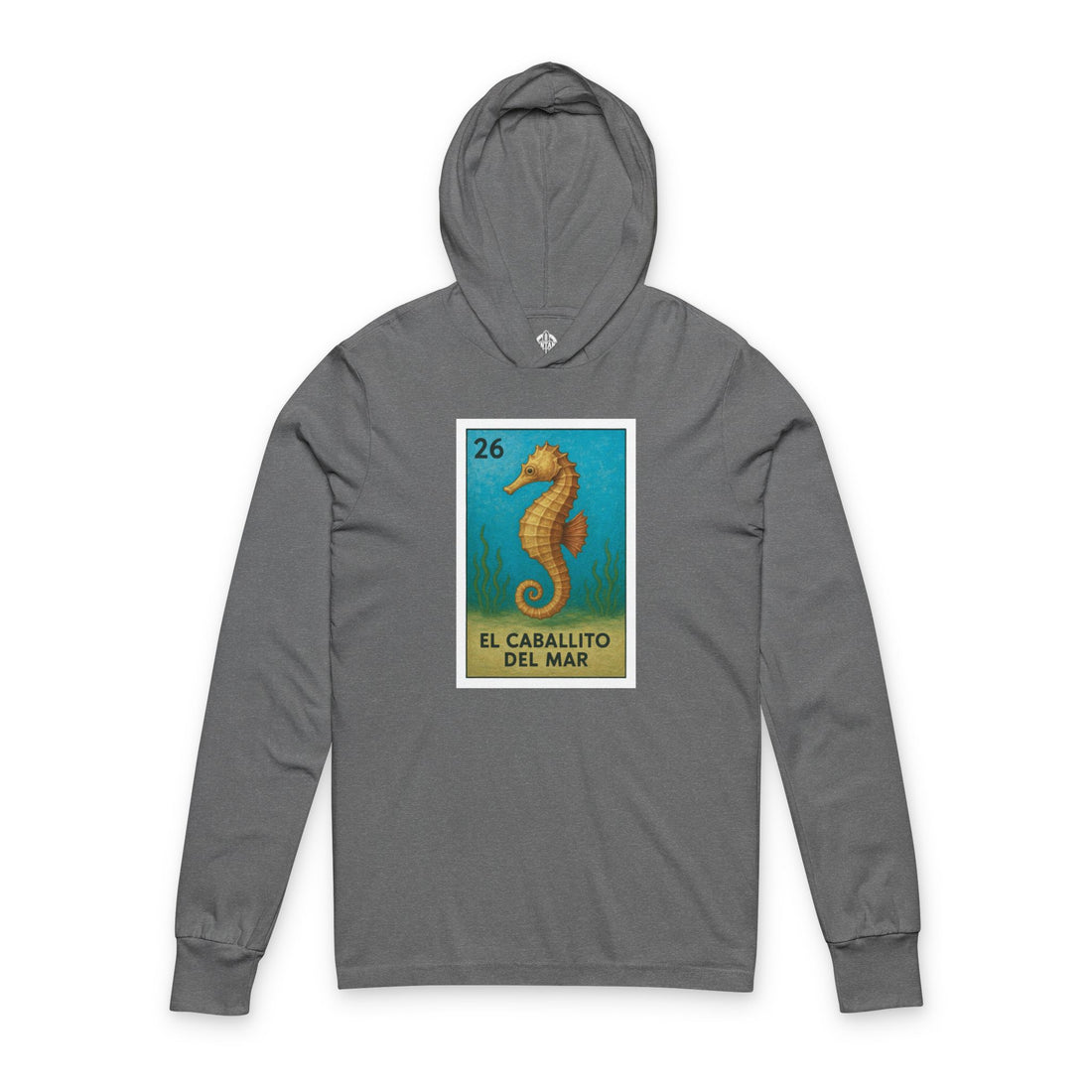 Seahorse Lotería cotton hooded long sleeve t-shirt image 2