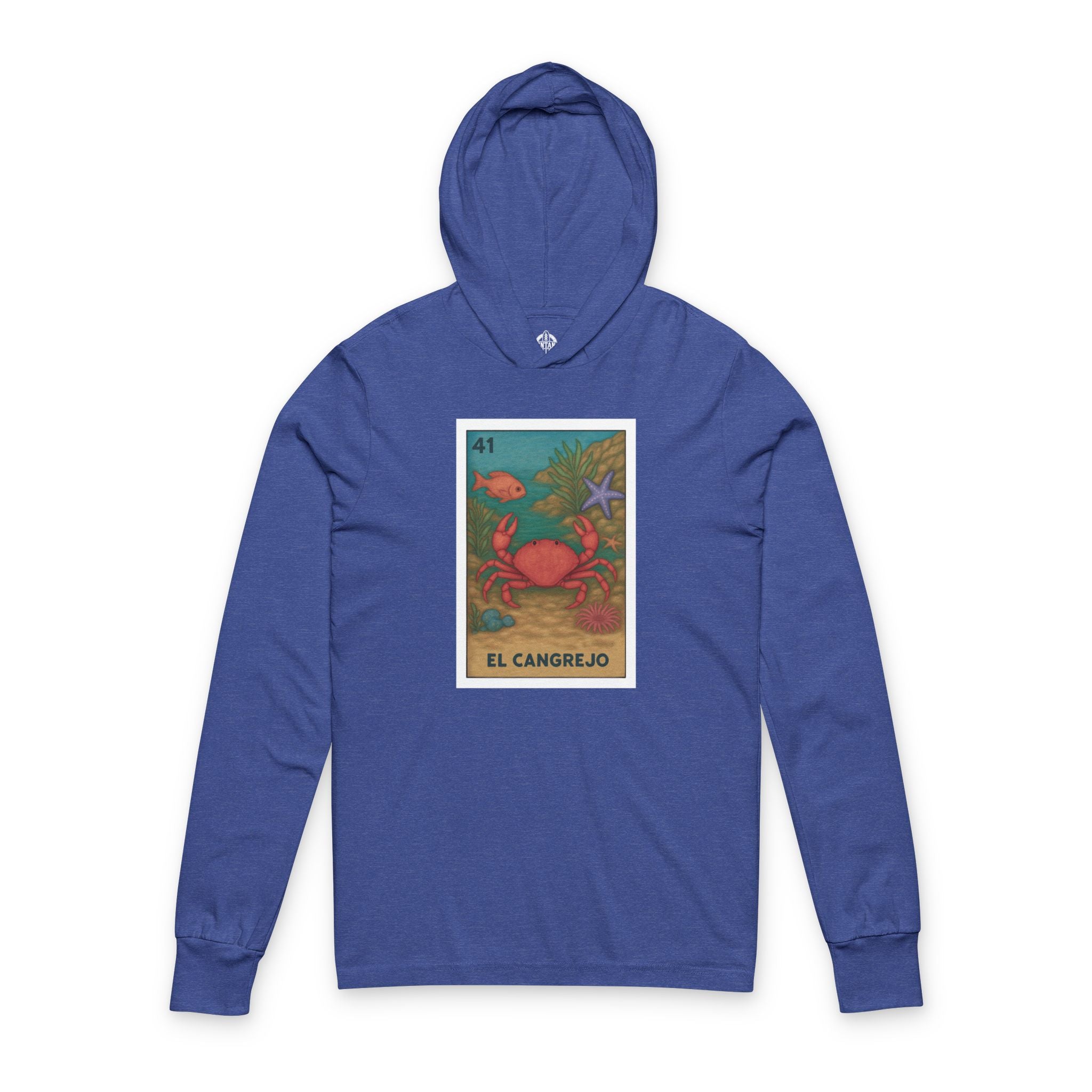 Crab Lotería cotton hooded long sleeve t-shirt image 6