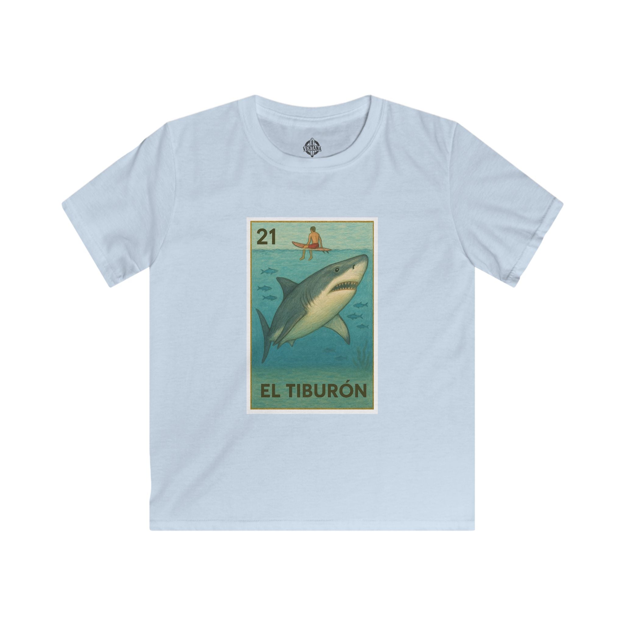 Shark Lotería Kids - Soft Style U.S. Cotton T-Shirt (El Tiburón)
