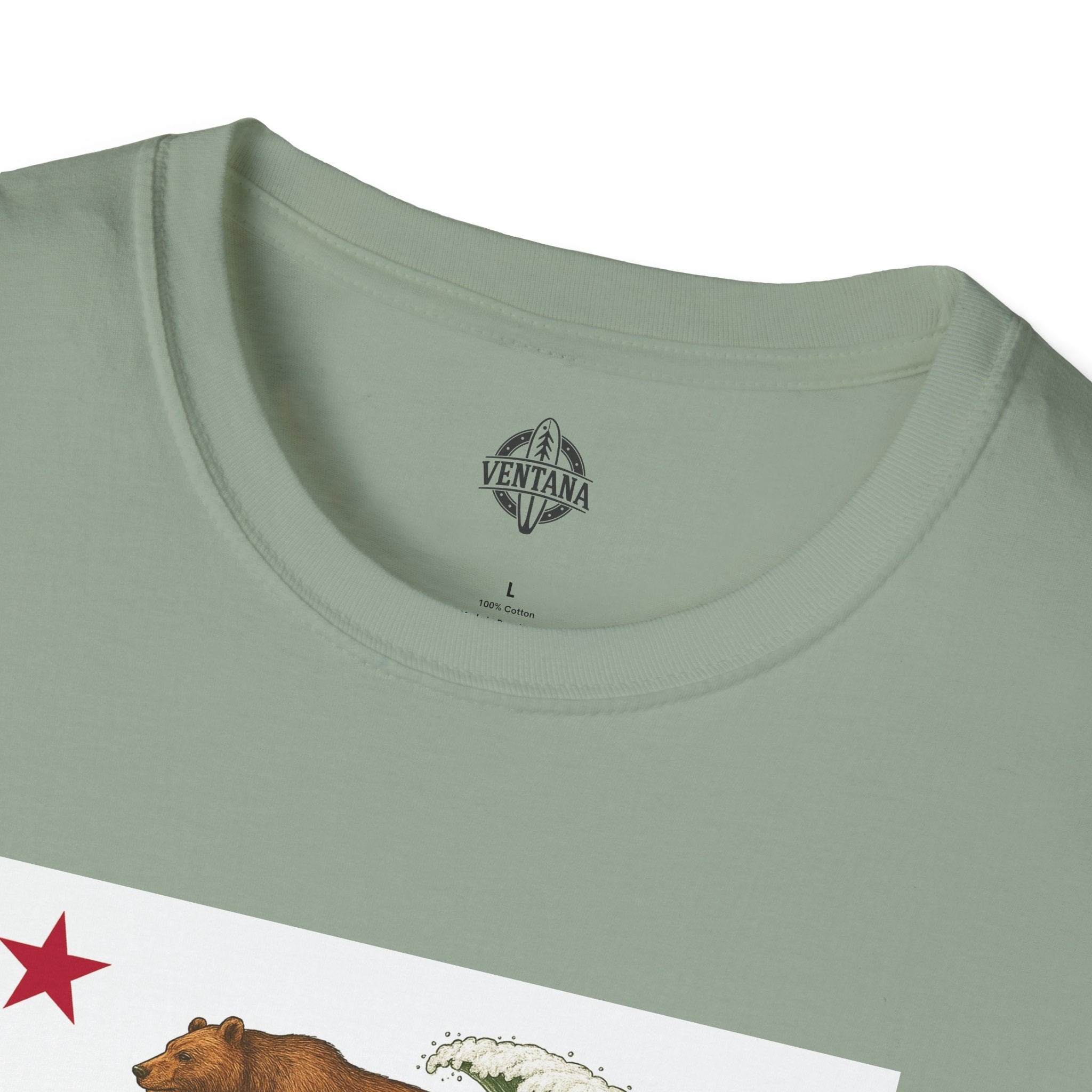 California Surfing Bear Flag Unisex - Soft Style U.S. Cotton T-Shirt