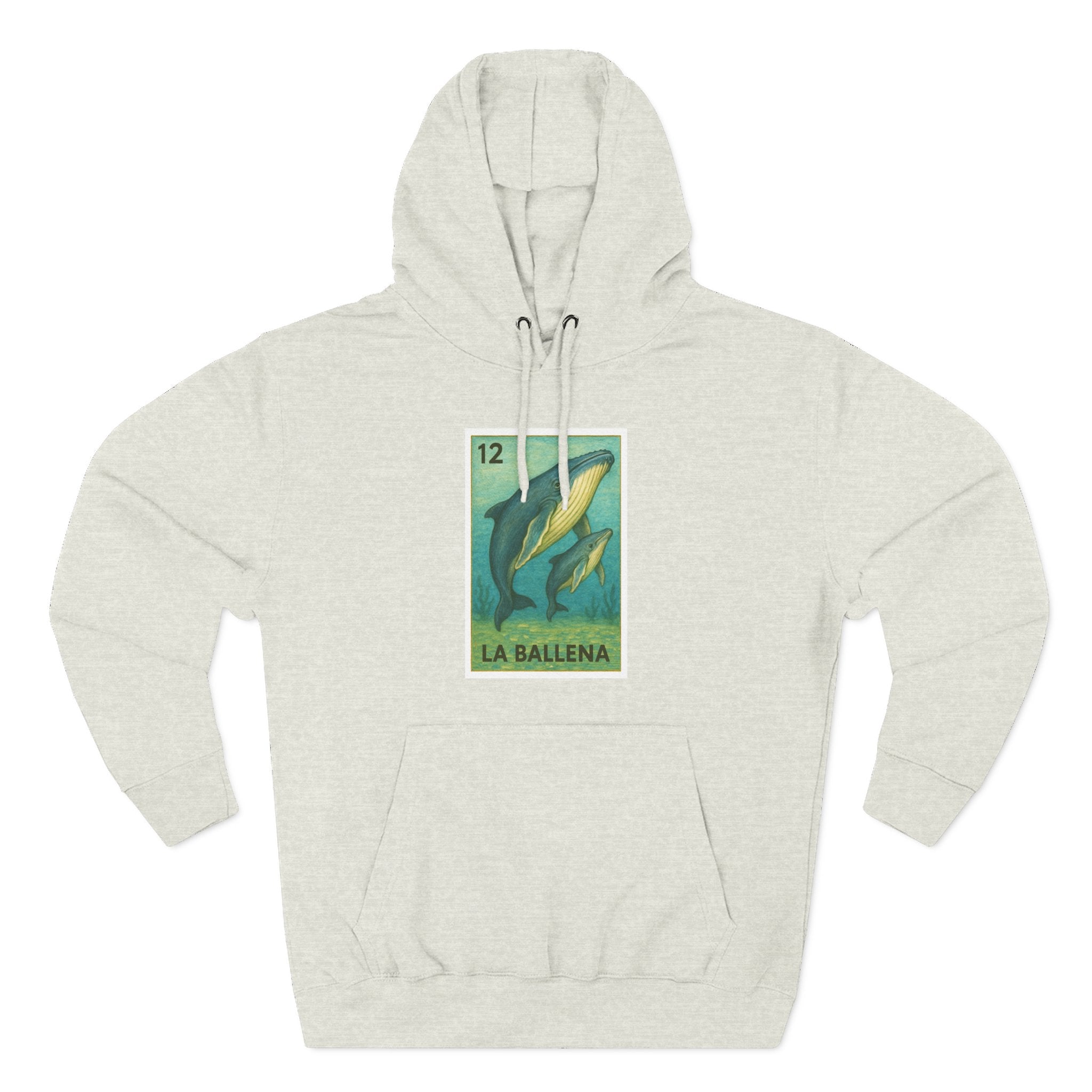 Whale Lotería Unisex - Pull-Over Cotton Blend Fleece Hoodie (La Ballena)