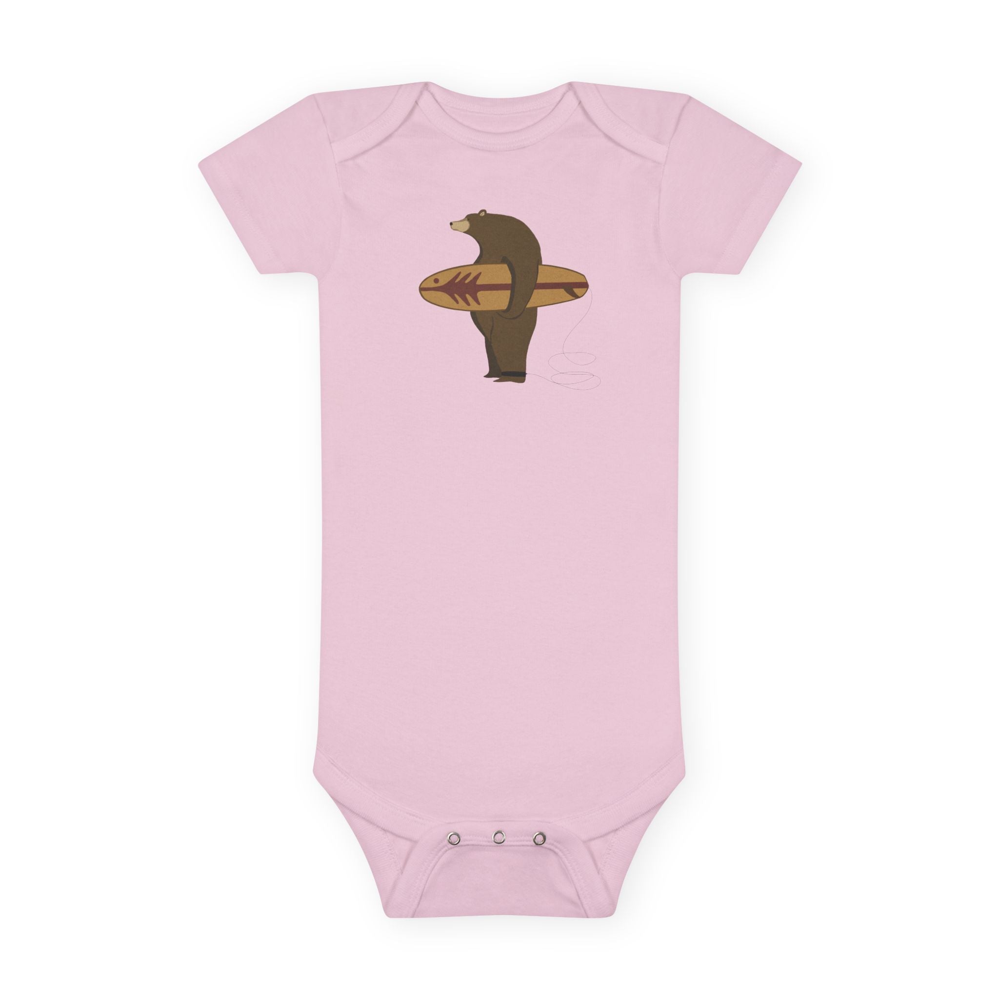 Surfing Grizzly Bear by Fabian Lavater baby cotton onesie image 2