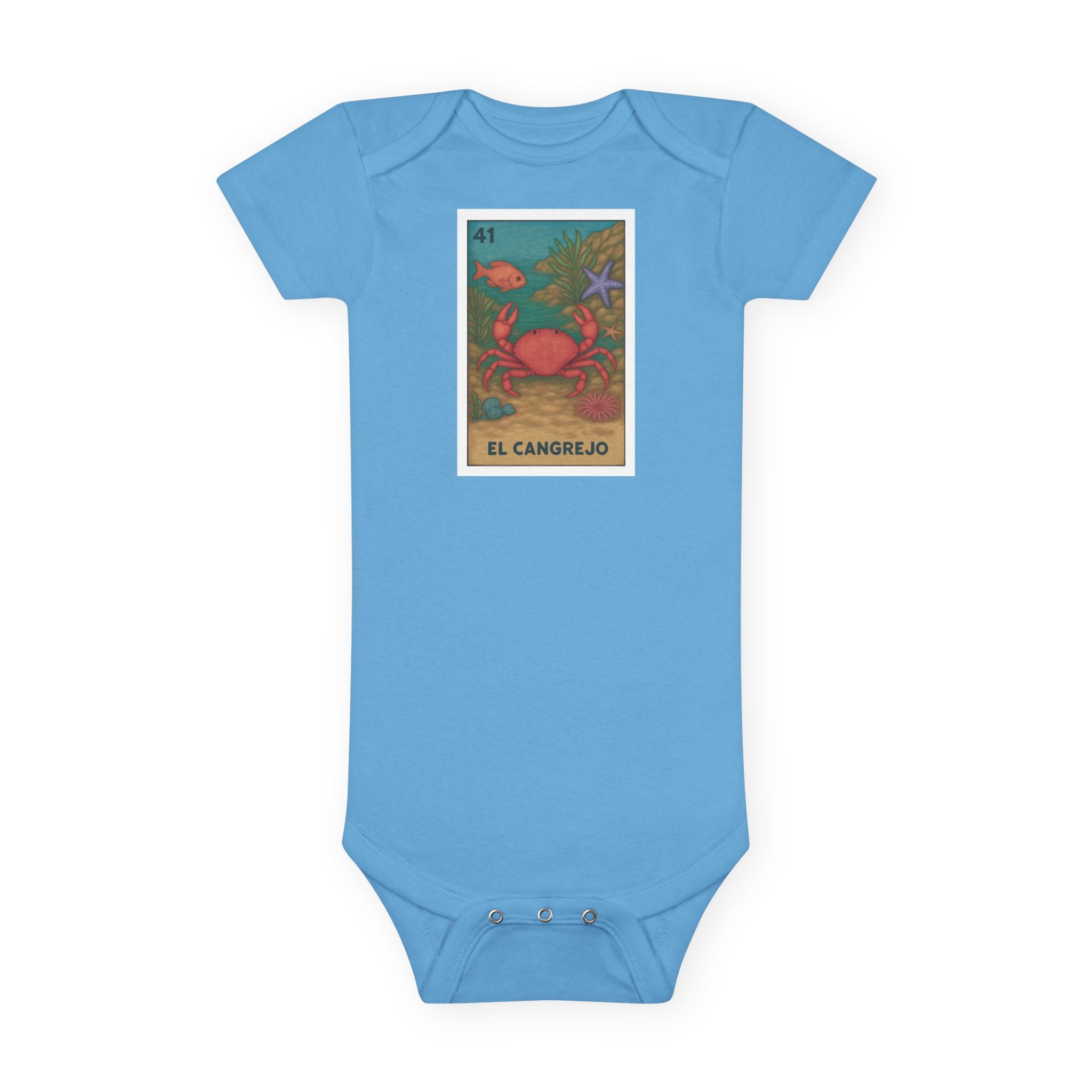 Crab Lotería baby cotton onesie image 1