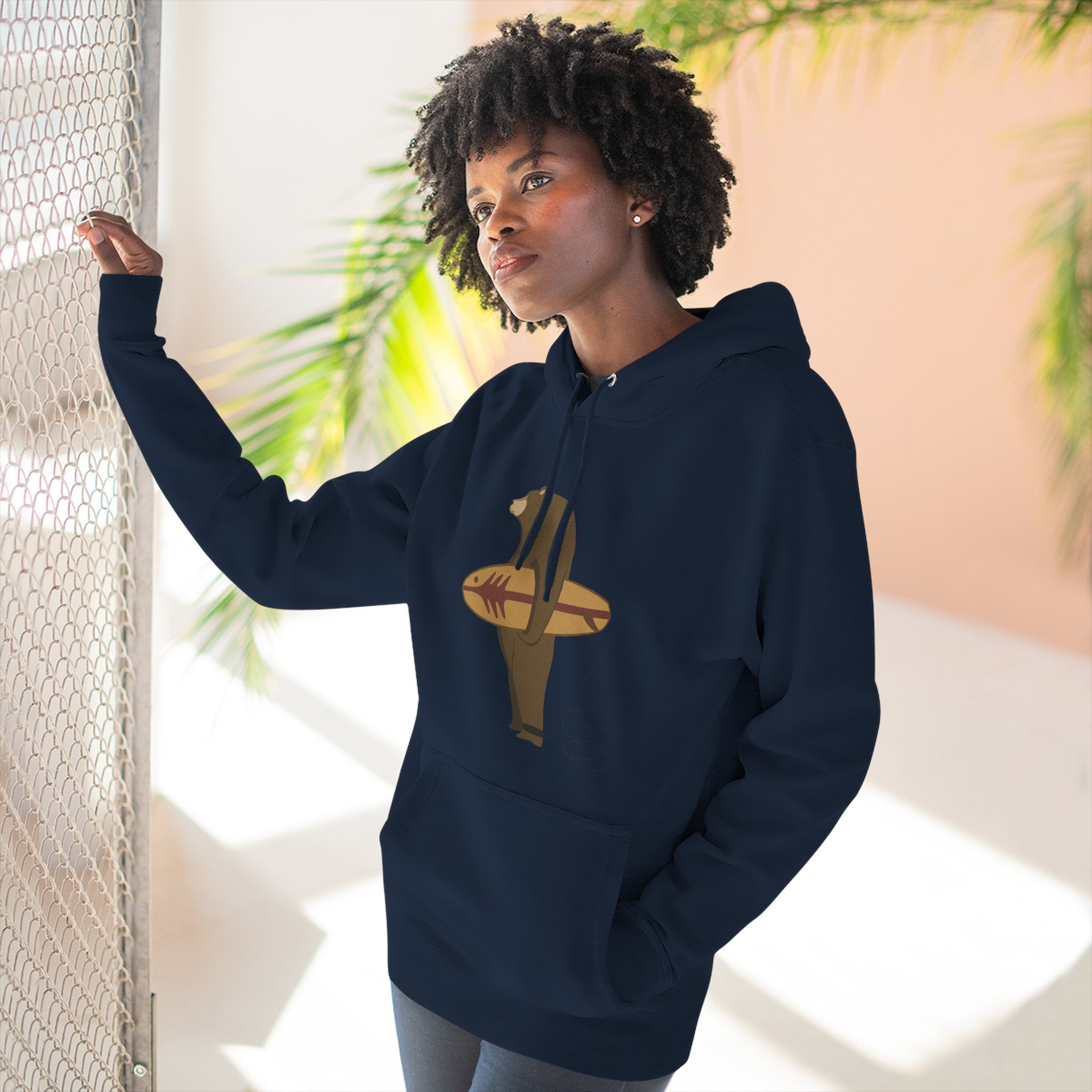 Surfing Grizzly Bear fleece hoodie image 10