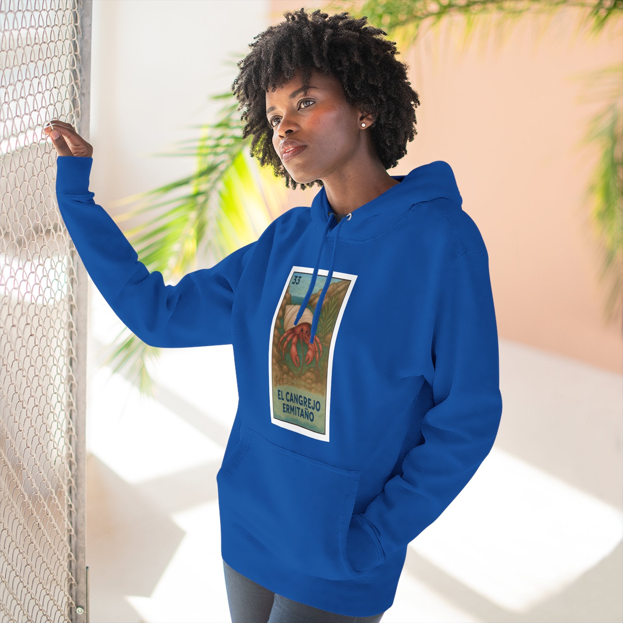 Hermit Crab Lotería Unisex - Pull-Over Cotton Blend Fleece Hoodie (El Cangrejo Ermitaño)