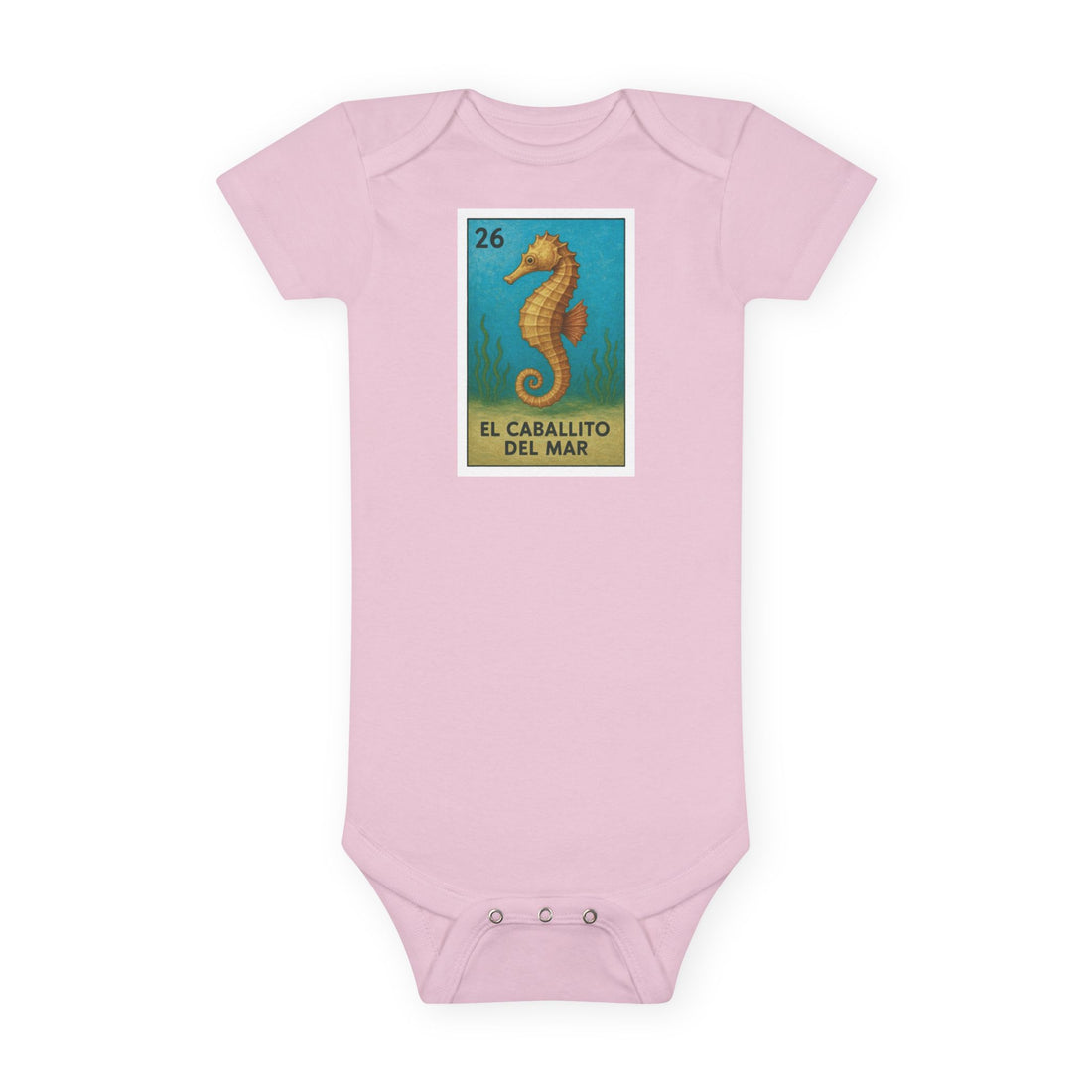 Seahorse Lotería baby cotton onesie image 2