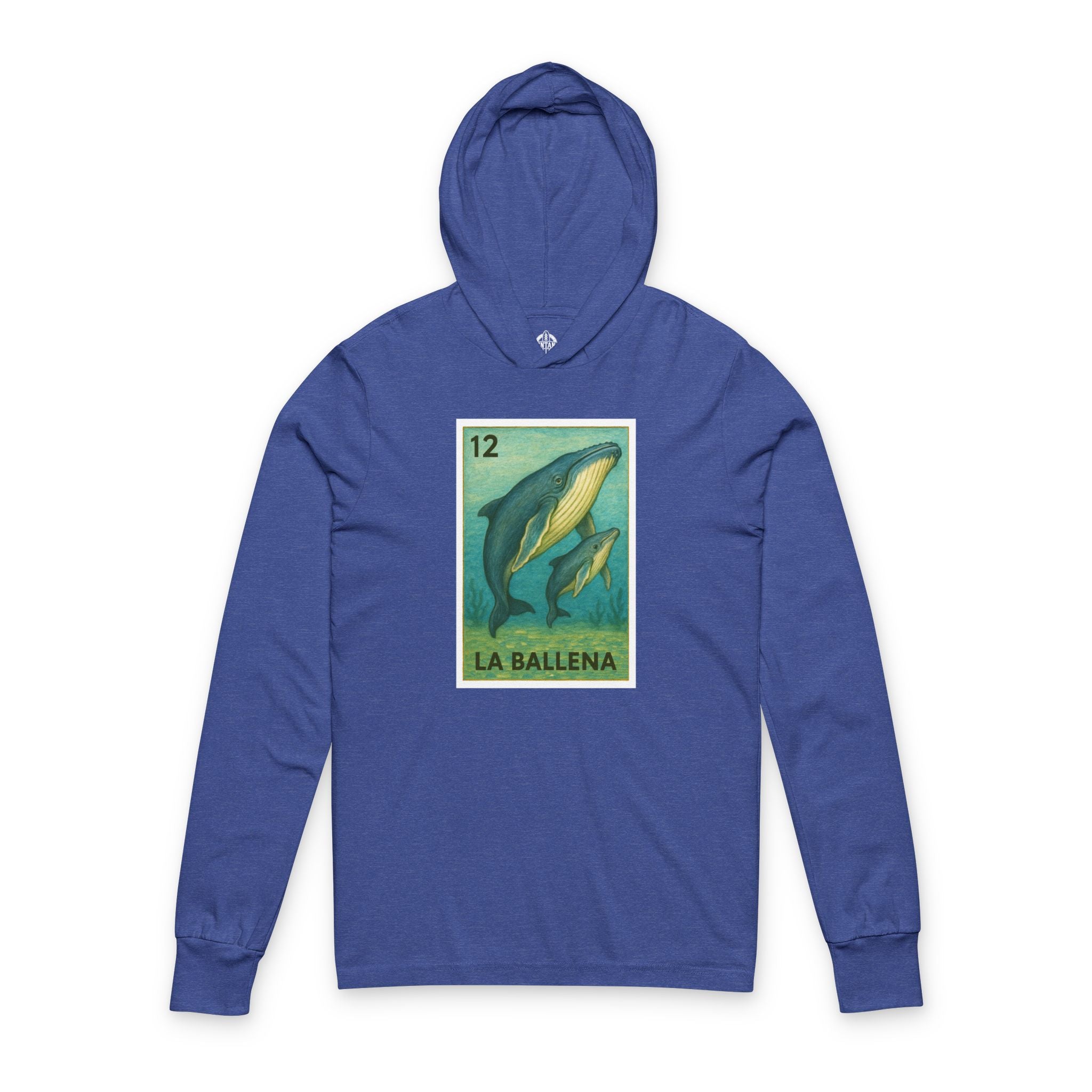 Whale Lotería cotton hooded long sleeve t-shirt image 6